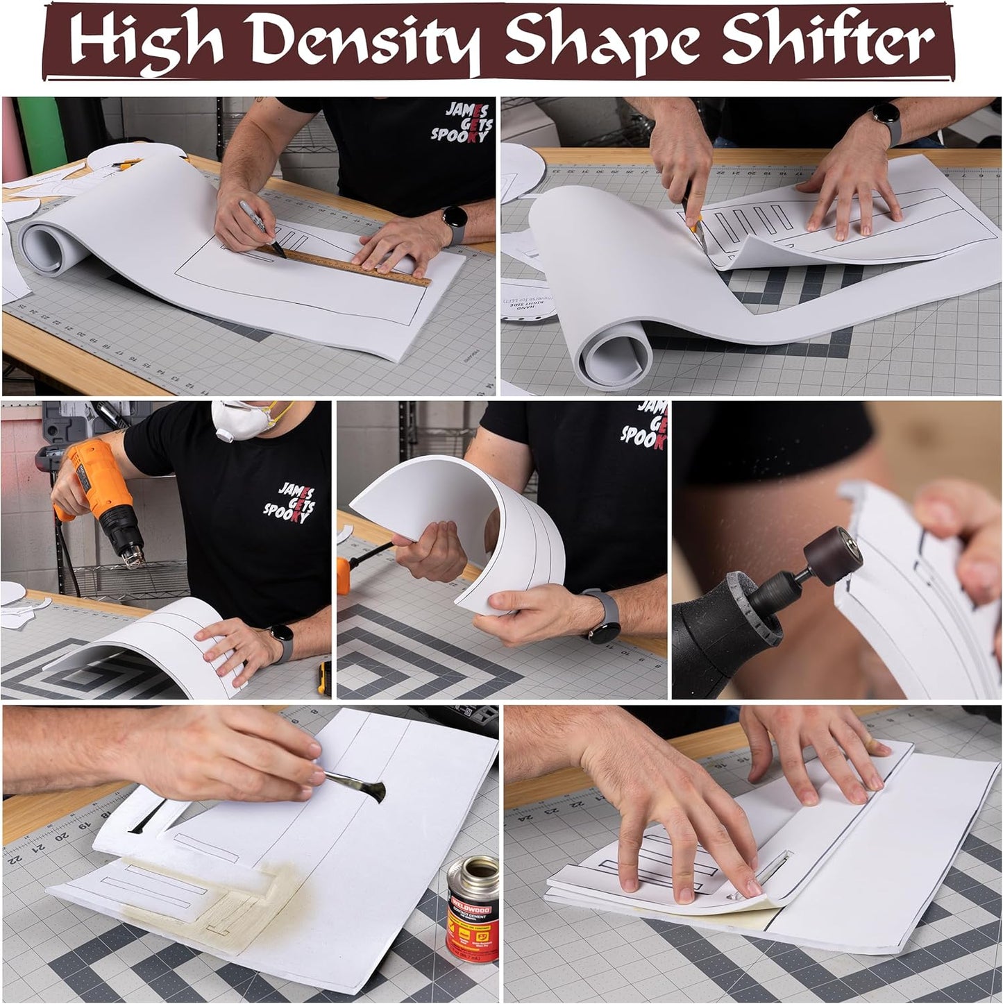 Shape Retention EVA Cosplay Foam 6mm (1mm-10mm) 14x39 inch White or Black High Density EVA Foam Sheets. Premium 85 kg/m3 Heat Shape Material for DIY Convention or Halloween Costumes by The Foamory