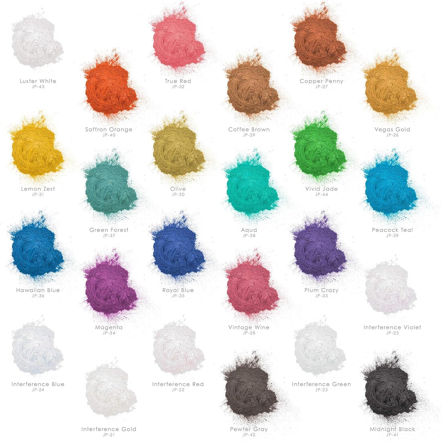 U.S. Art Supply Jewelescent Mica Pearl Pigment Powder Kit, 24 Master Colors, 3.5 oz (100g) Pouches - Cosmetic Grade, Epoxy Resin Color Pigment, Mica Powder for Resin, Soap, Slime, Candle Dye, Art