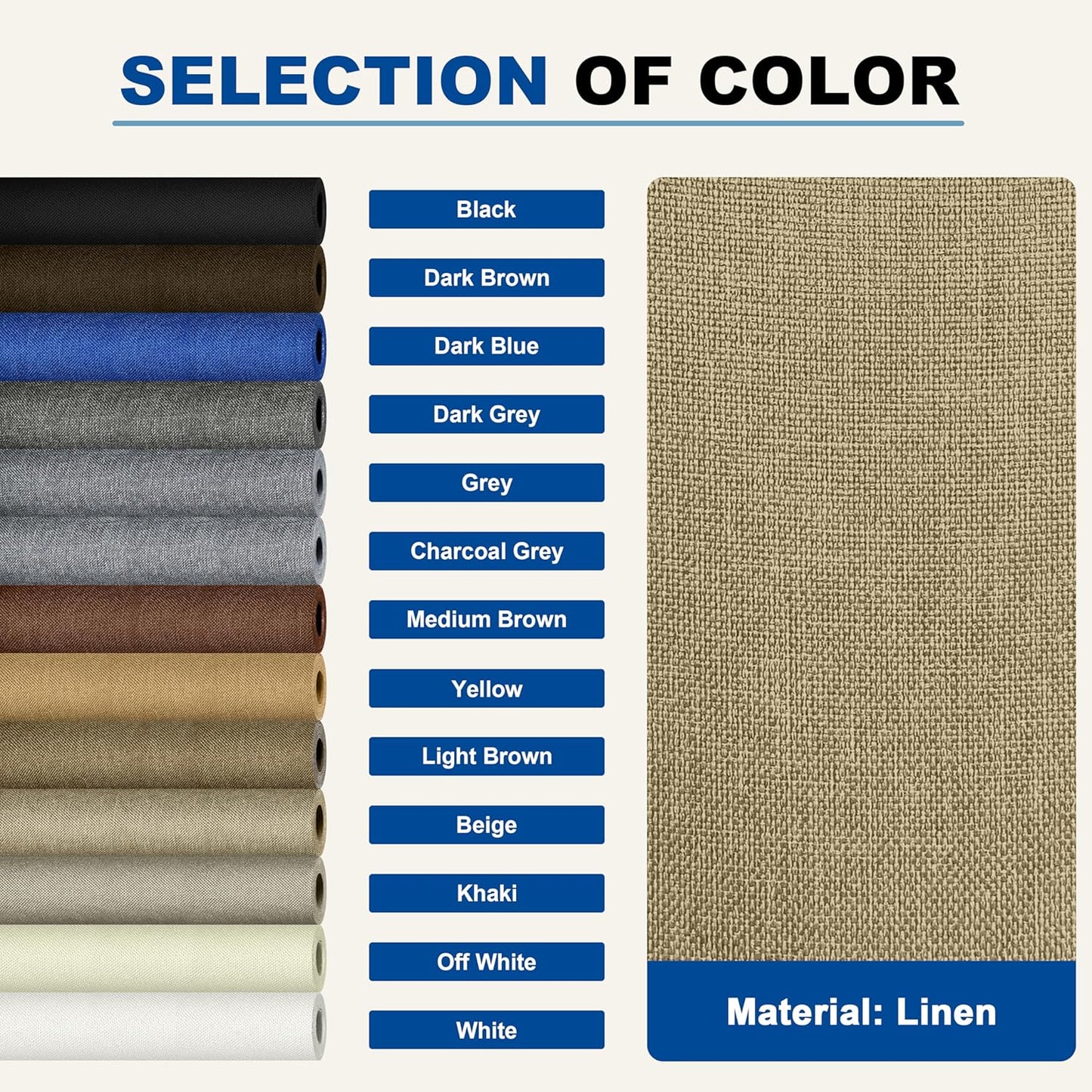 KING MOUNTAIN Linen Repair Patches, Self-Adhesive Linen Fabric Patches, 4 X 63 inch Extra Size, Multi Color, Can be Used for Linen Sofa Repair and Linen Clothes Repair (Flaxen)