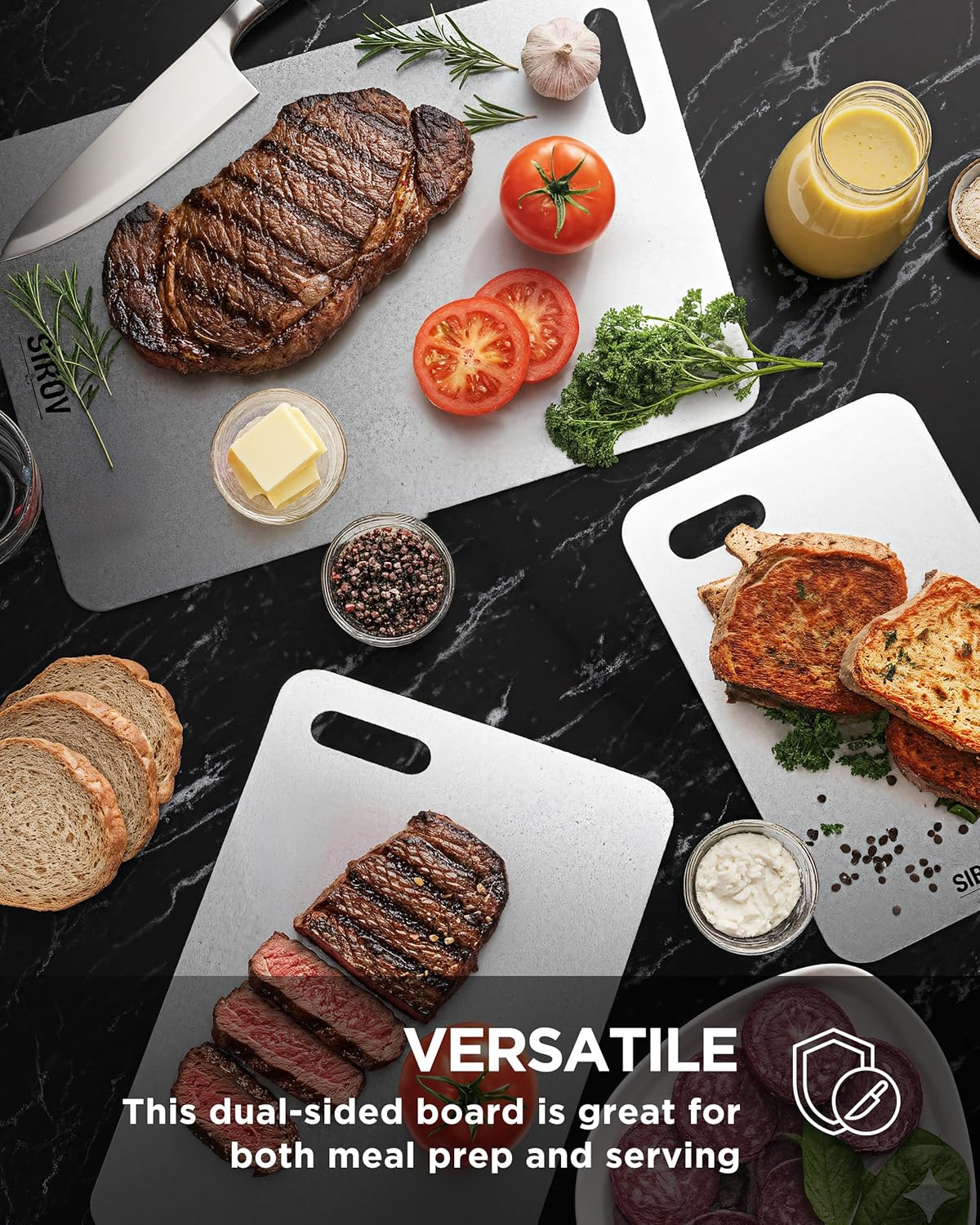 Katuchef Titanium Cutting Board for Kitchen, 100% Pure Titanium Cutting Board Food Grade,Non Toxic chopping board, Dishwasher safe, Easy to Clean Large Size, 16”x10”