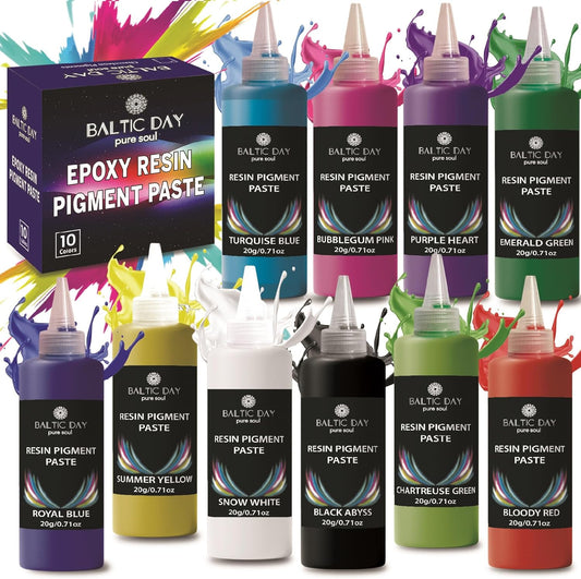 BALTIC DAY – 10 Pigment Paste for Epoxy Resin [20g] – Opaque Epoxy Colorant, Liquid Dye & Mica Powder for DIY Resin Art, Molds, Coasters, Tumblers, Jewelry Making & Wood Projects