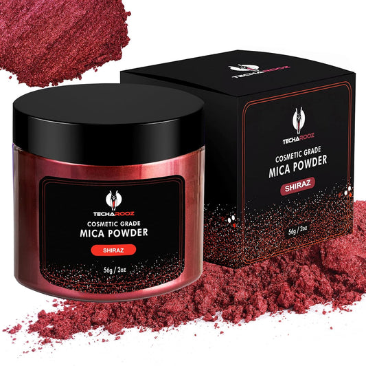 Shiraz Red Mica Powder for Epoxy Resin 56g / 2oz. Jar - TECHAROOZ 2 Tone Resin Dye Color Pigment Powder for Lip Gloss, Nails, Colorant for Slime Bath Bombs Soap Making & Polymer Clay