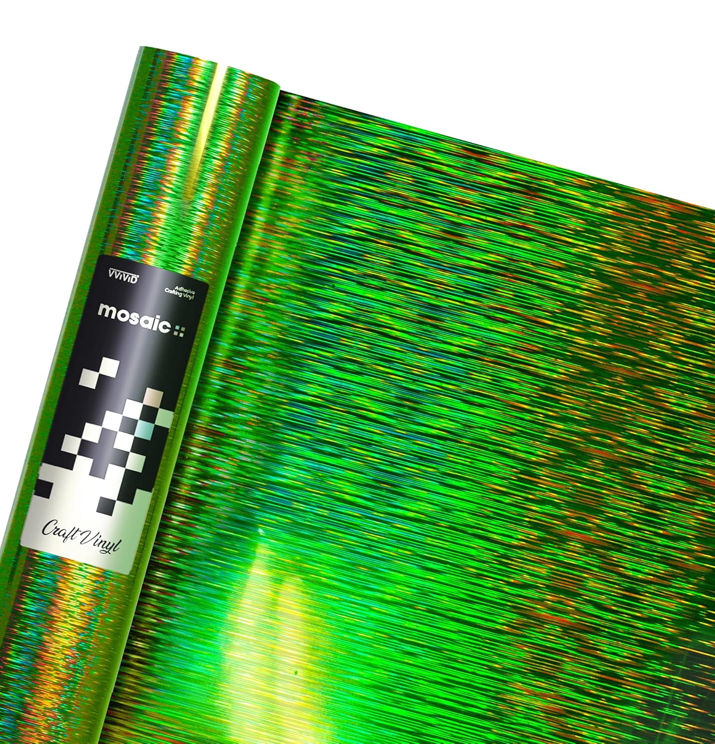 Mosaic+ Crafting Vinyl, by VViViD (Green Brushed Holographic, 1ft x 5ft)