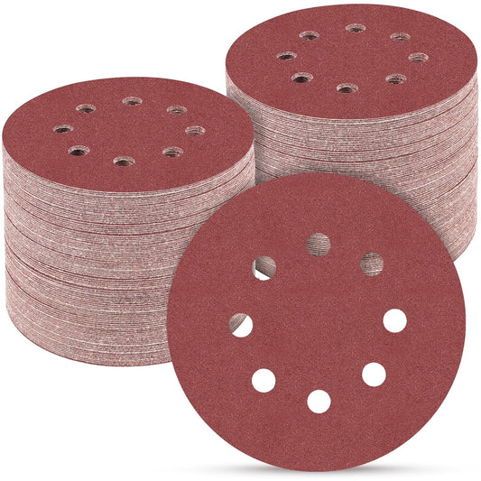 100 PCS 5 Inch Sanding Discs 180 Grit, Round Hook and Loop Sandpaper for Random Orbital Sander