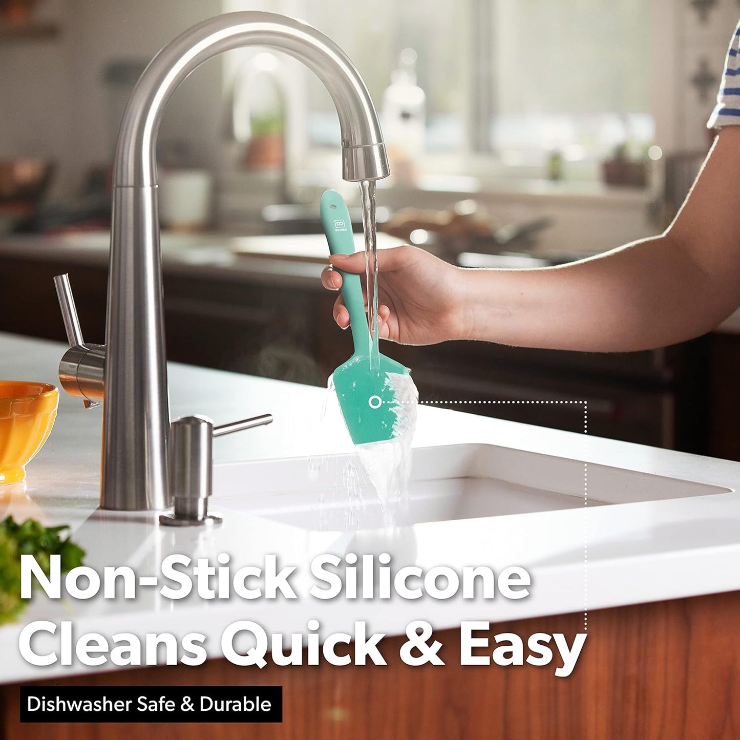 DI ORO Silicone Spatula - 600°F Heat-Resistant Rubber Kitchen Spatula for Baking, Scraping, & Mixing - BPA Free Nonstick Cookware Safe Flexible Utensil for Cooking - Seamless & Dishwasher Safe (Mint)