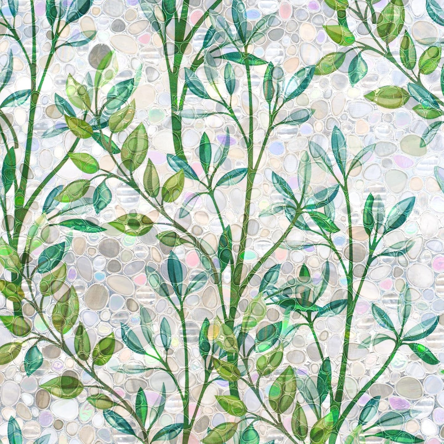 LEMON CLOUD Window Privacy Film, Stained Glass Window Film, Decorative Rainbow Window Clings, Static Cling Non Adhesive Door Stickers, Anti-UV Sun Blocker Heat Control for Home 35.4 x 78.7 inches