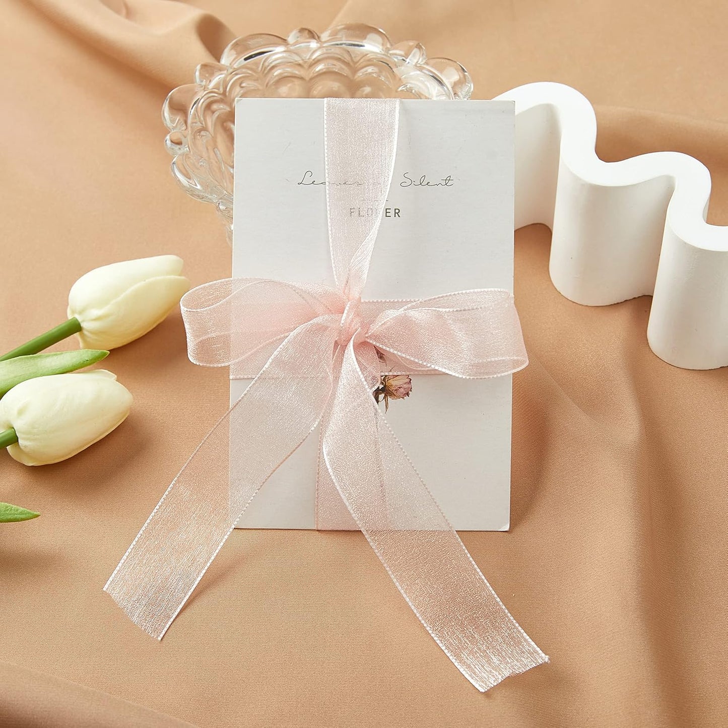 1 Inch Wide Sheer Chiffon Ribbon - Pearl Silk Woven Ribbon Suitable for Gift Wrapping, Wedding Decor, Home Decor, Girl Hair Accessories Handmade DIY (25 Yards/roll) (Baby Pink)