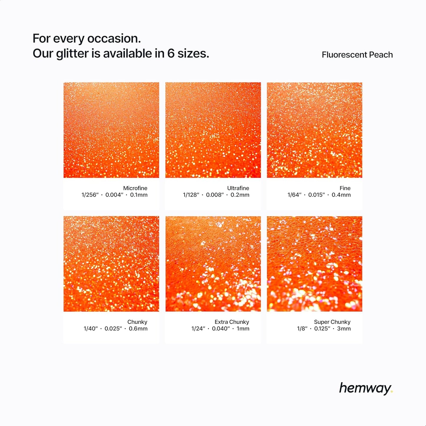 Hemway Polyurethane & Epoxy Resin Glitter 100g / 3.5oz Metallic Crystal Flake Additive for Flooring Jewelry Tumblers Glass Pigment - Fine (1/64" 0.015" 0.4mm) - Fluorescent Peach