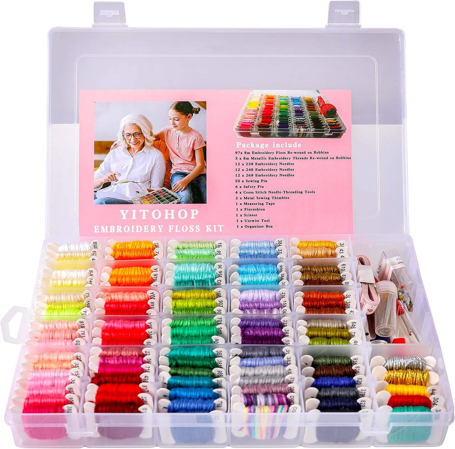 200pcs+ Embroidery Floss kit, Friendship Bracelet String Kit with Organizer Box-Included 100pcs Friendship Bracelet Floss Thread,Cross Stitch Kits Xmas Gifts