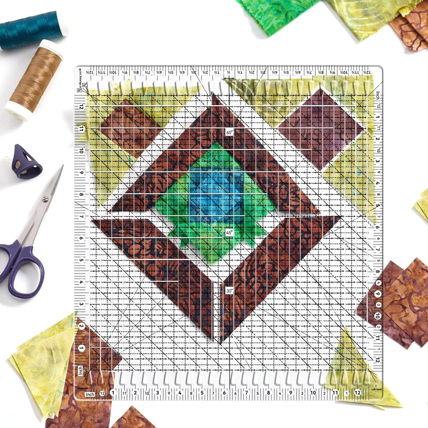 Quilting Ruler- 12.5 * 12.5" Slotted Rulers for Quilting and Sewing Quilt Strip Rulers for Fabric Precise Cutting