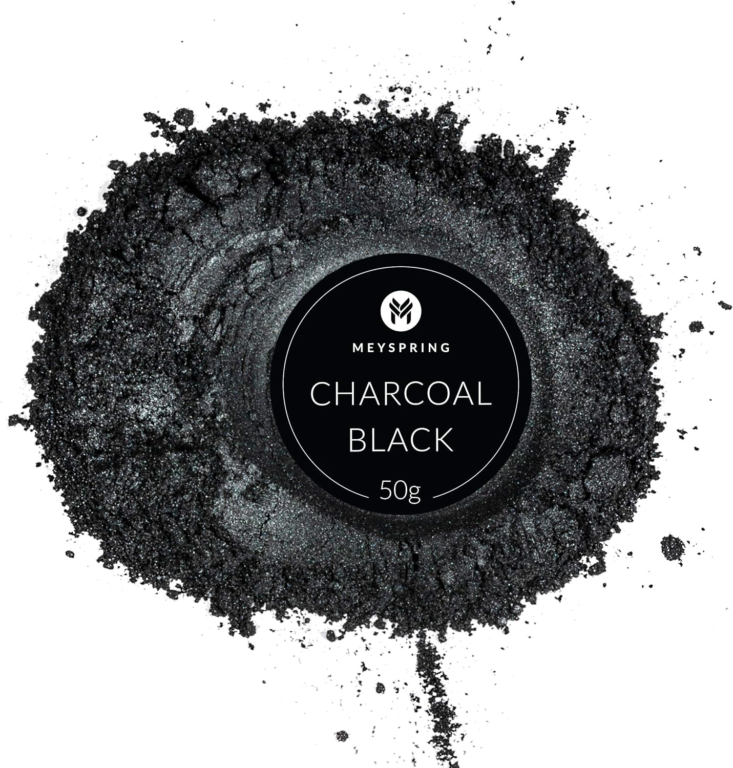 MEYSPRING Charcoal Black Mica Powder for Epoxy Resin - 50 Grams - Great for Resin Art and UV Resin - Epoxy Resin Color Pigment