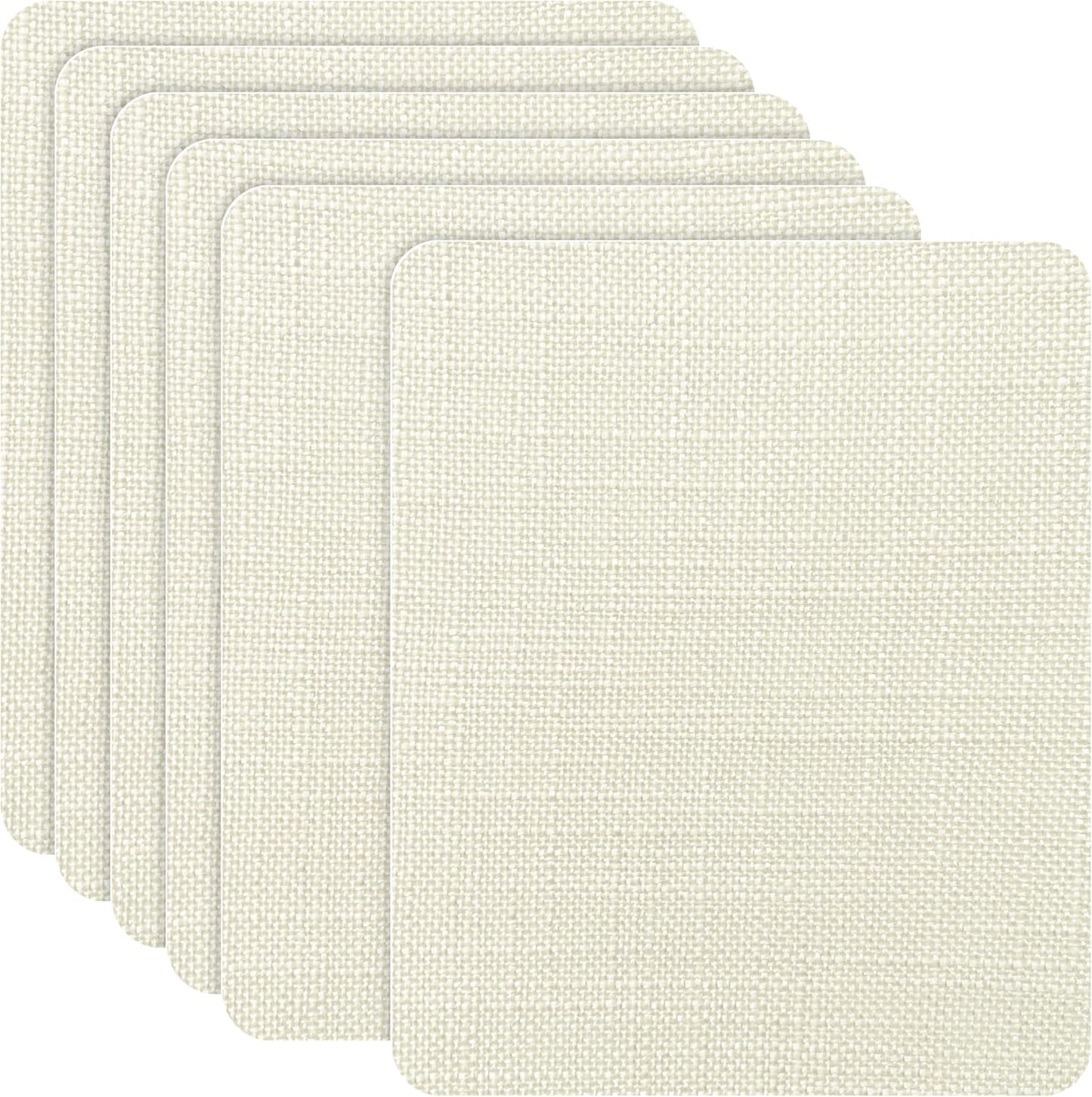 Azobur Coarse Linen Repair Patches, 6 Piece Self-Adhesive Linen Fabric Patches, Multi Color, Can be Used for Linen Sofa Repair and Linen Clothes Repair, Quick Fix Sofa.(Off-White)