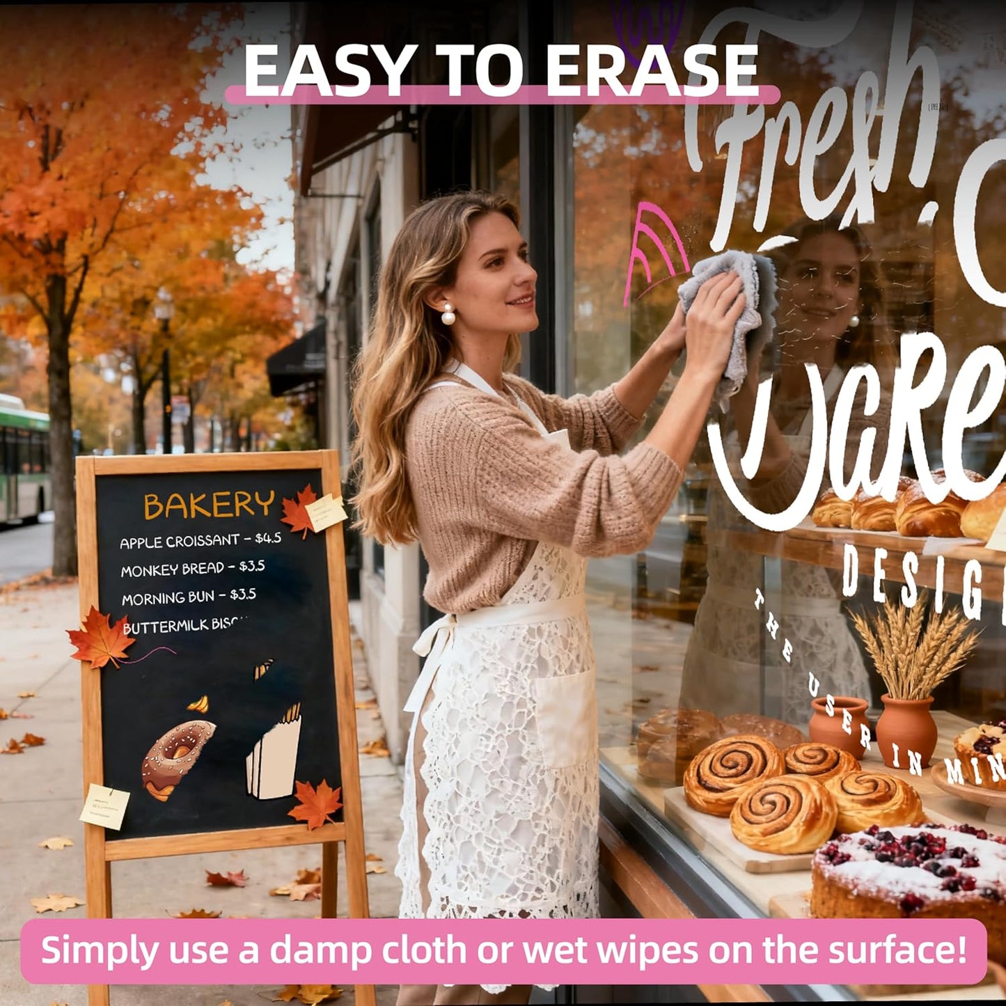 WUO Window Chalk Markers,12 Colors Car Markers,15mm 3-In-1 Jumbo Wide Nib, Dust-Free & Non-Toxic - Erasable Blackboards Marker For Rock Painting, Poster, Stone, Ceramic, Glass