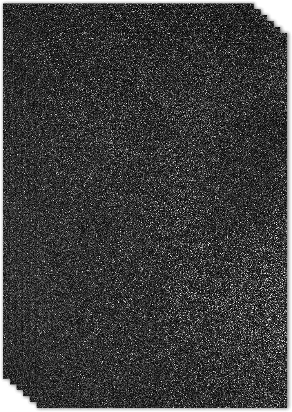 PATIKIL 2mm(1/10") Thick Non Adhesive Glitter Foam Sheet 16x24inch(40x60cm) Black, EVA Shiny Foam Board for Craft, 6 Pcs