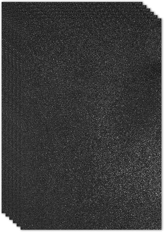 PATIKIL 2mm(1/10") Thick Non Adhesive Glitter Foam Sheet 16x24inch(40x60cm) Black, EVA Shiny Foam Board for Craft, 6 Pcs