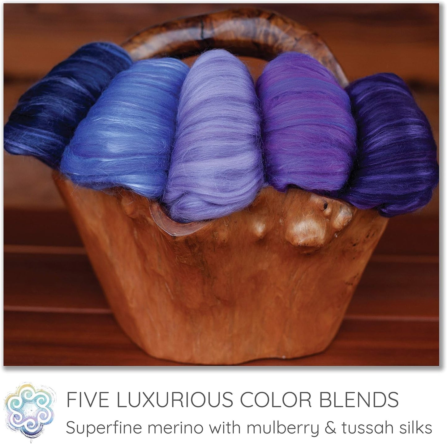 Merino Silk Luxe Tonal Designer Blend. Superfine Merino, Mulberry, Tussah Silk. Top Roving for Spinning or Felting. Royal Velvet 5oz