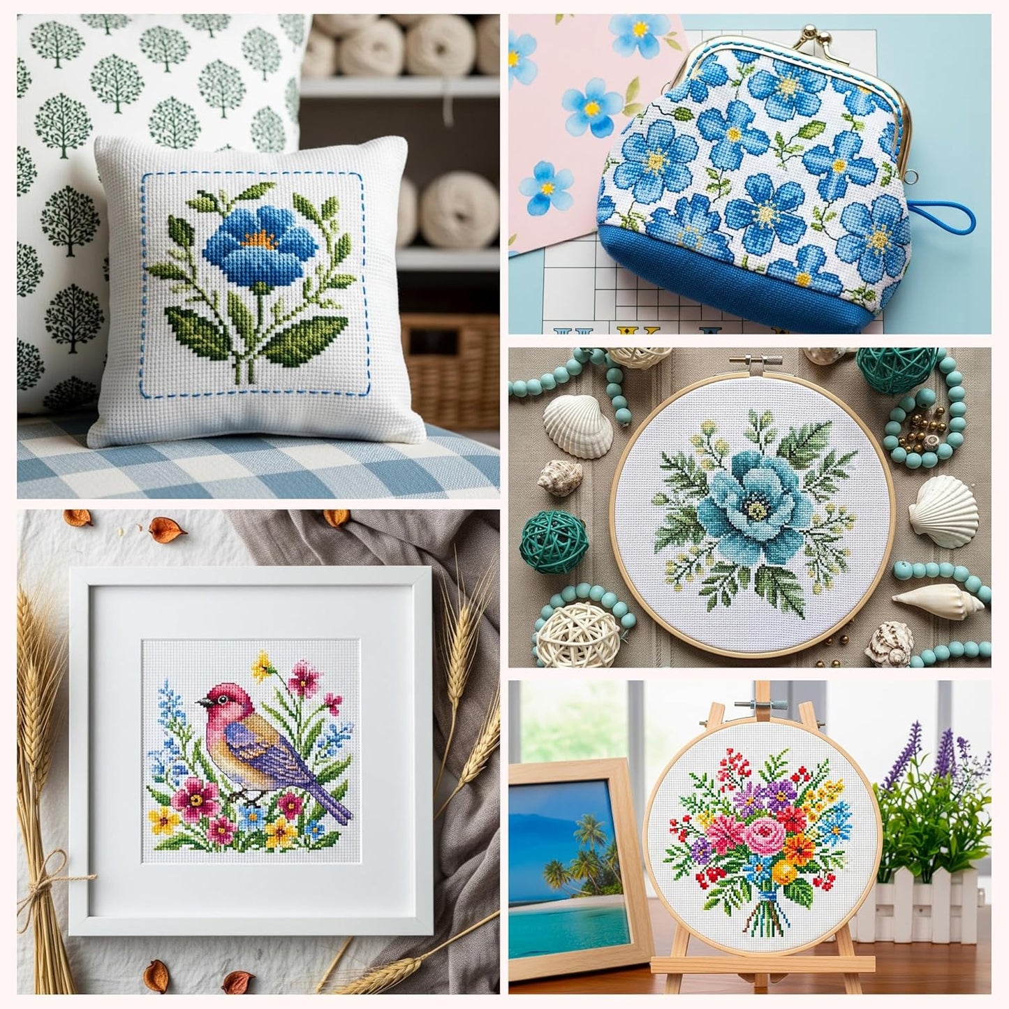 12 PCS Aida Cloth 14 Count White Cross Stitch Fabric for DIY Craft Embroidery, Handmade Needlework, Home Decoration (7.8 x 7.8 Inch)