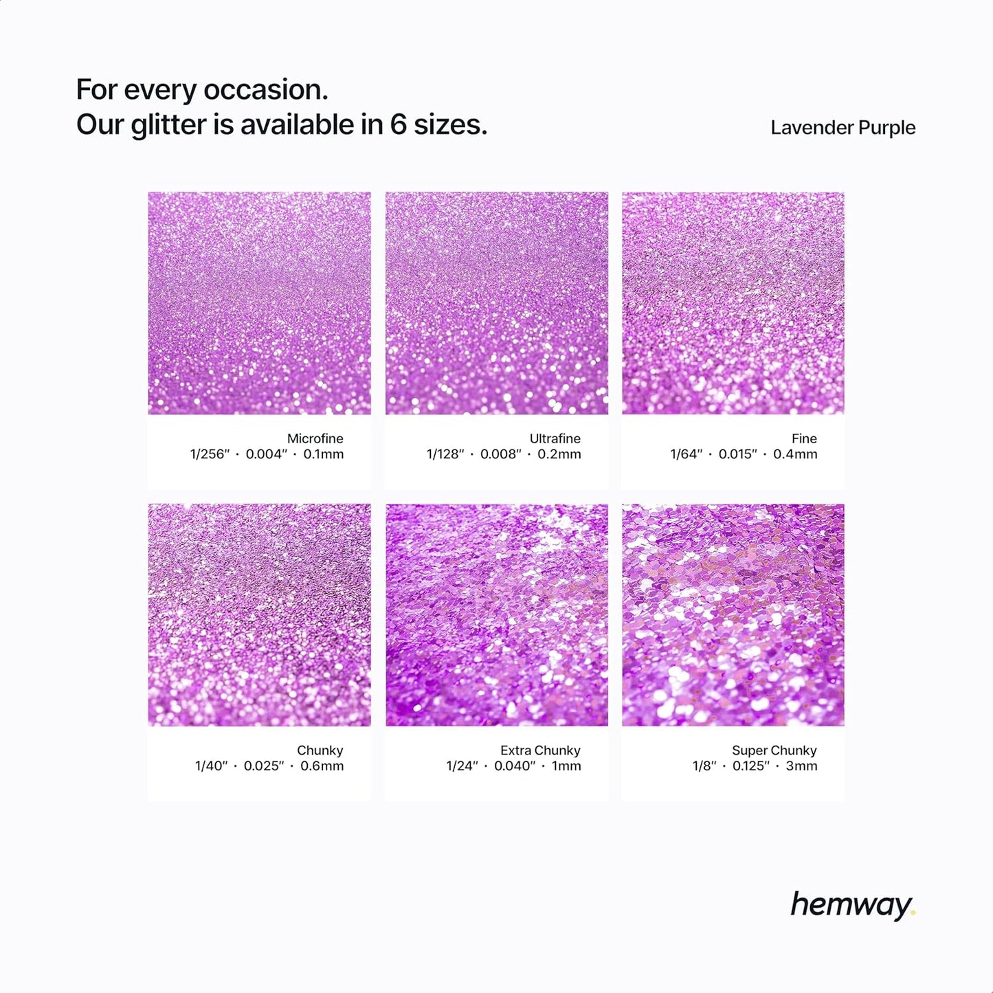 Hemway Polyurethane & Epoxy Resin Glitter 100g / 3.5oz Metallic Crystal Flake Additive for Flooring Jewelry Tumblers Glass Pigment - Microfine (1/256" 0.004" 0.1mm) - Lavender Purple