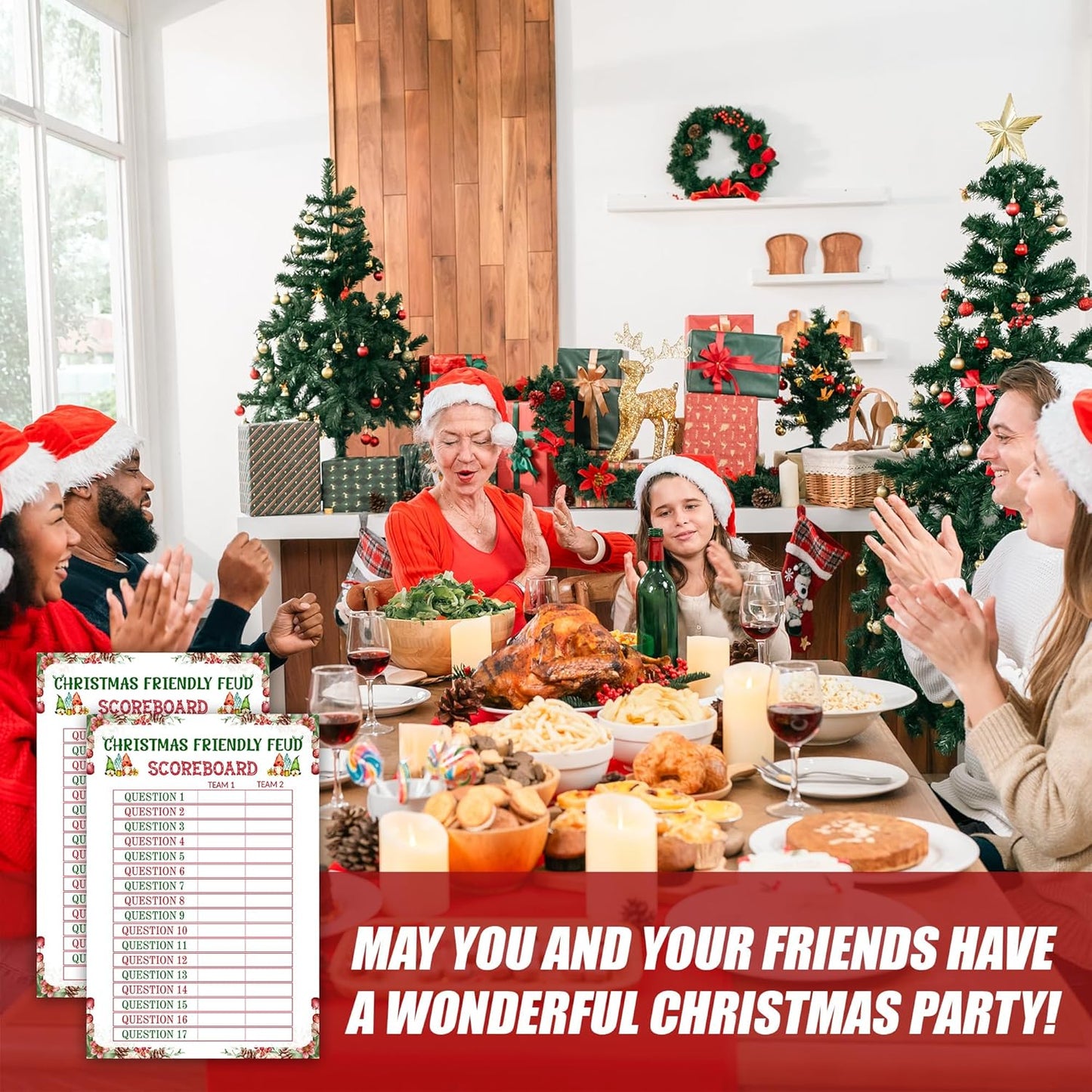 Christmas Friendly Feud Game, Funny Christmas Party Games, Friendly Feud Trivia Quiz for Family, Winter Xmas Holiday Party Supplies for Adults -07