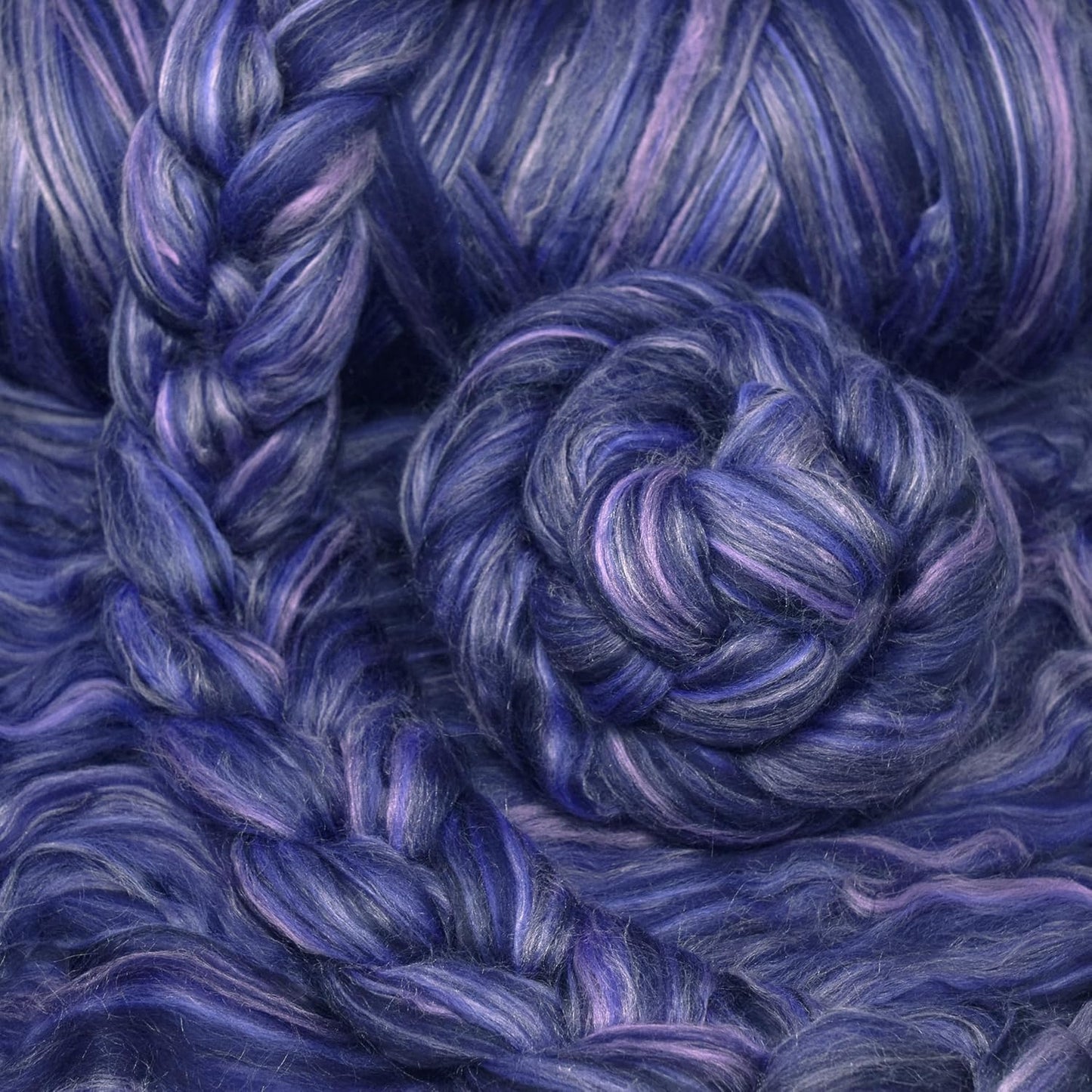 Merino Silk Luxe Tonal Designer Blend. Superfine Merino, Mulberry Silk, Tussah Silk. Top Roving for Spinning or Felting. Twilight Orchid 4oz