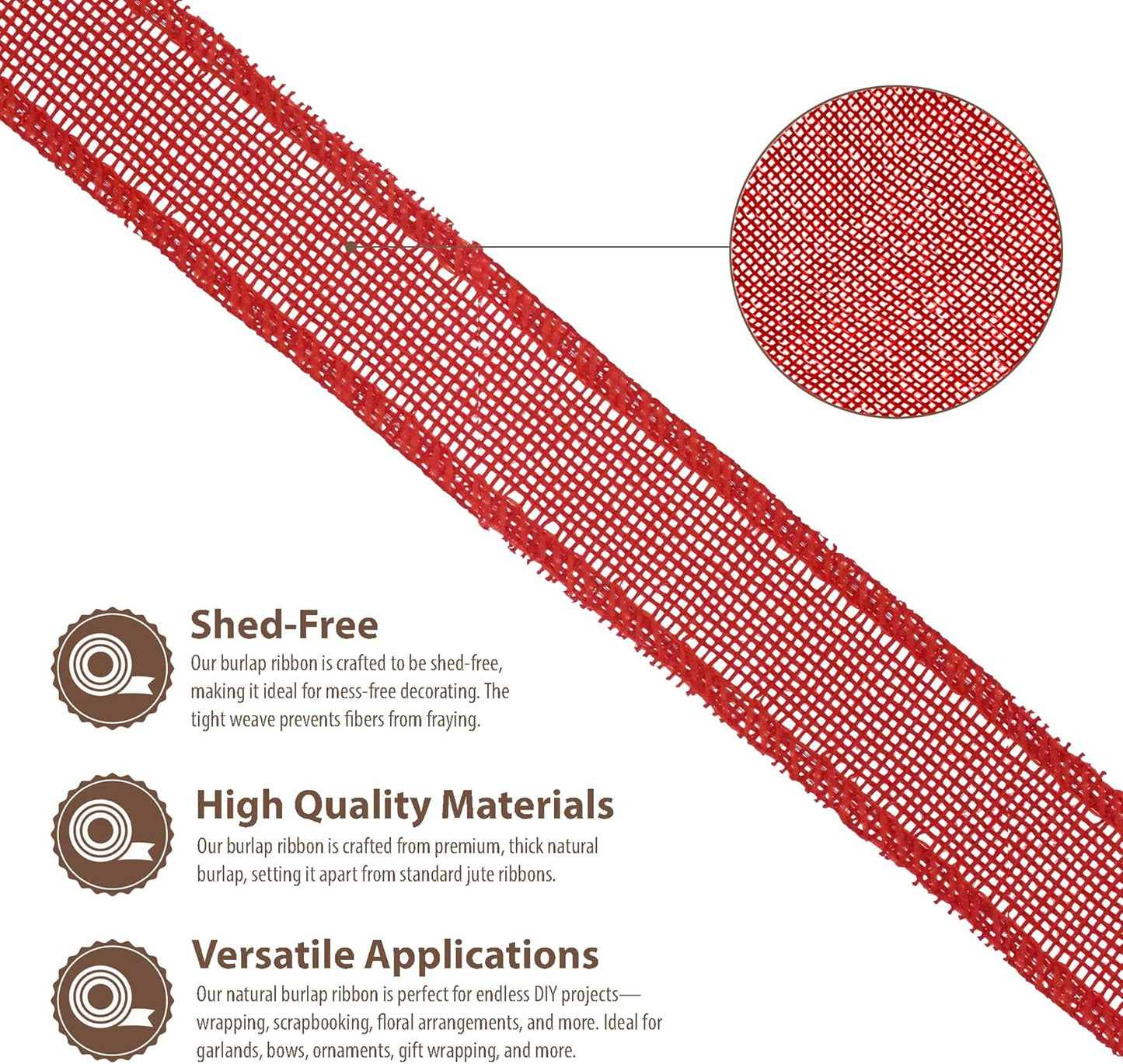 Mandala Crafts Red Burlap Wired Ribbon 1.5 Inches Wide Jute Ribbons for Crafts - 10 Yds Roll Rustic Burlap Wrap Trim Ribbons for Wreaths Bows Party Decoration