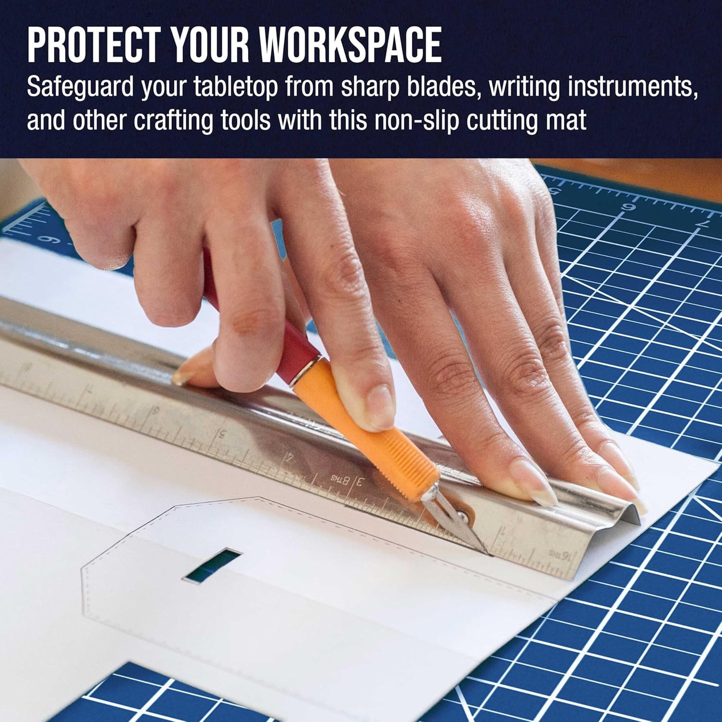 U.S. Art Supply 36" x 48" Self-Healing Cutting Mat 5-Ply - Double-Sided White/Blue Craft Mat, Non-Slip Cutting Mats for Crafts, Sewing, Quilting, Scrapbooking