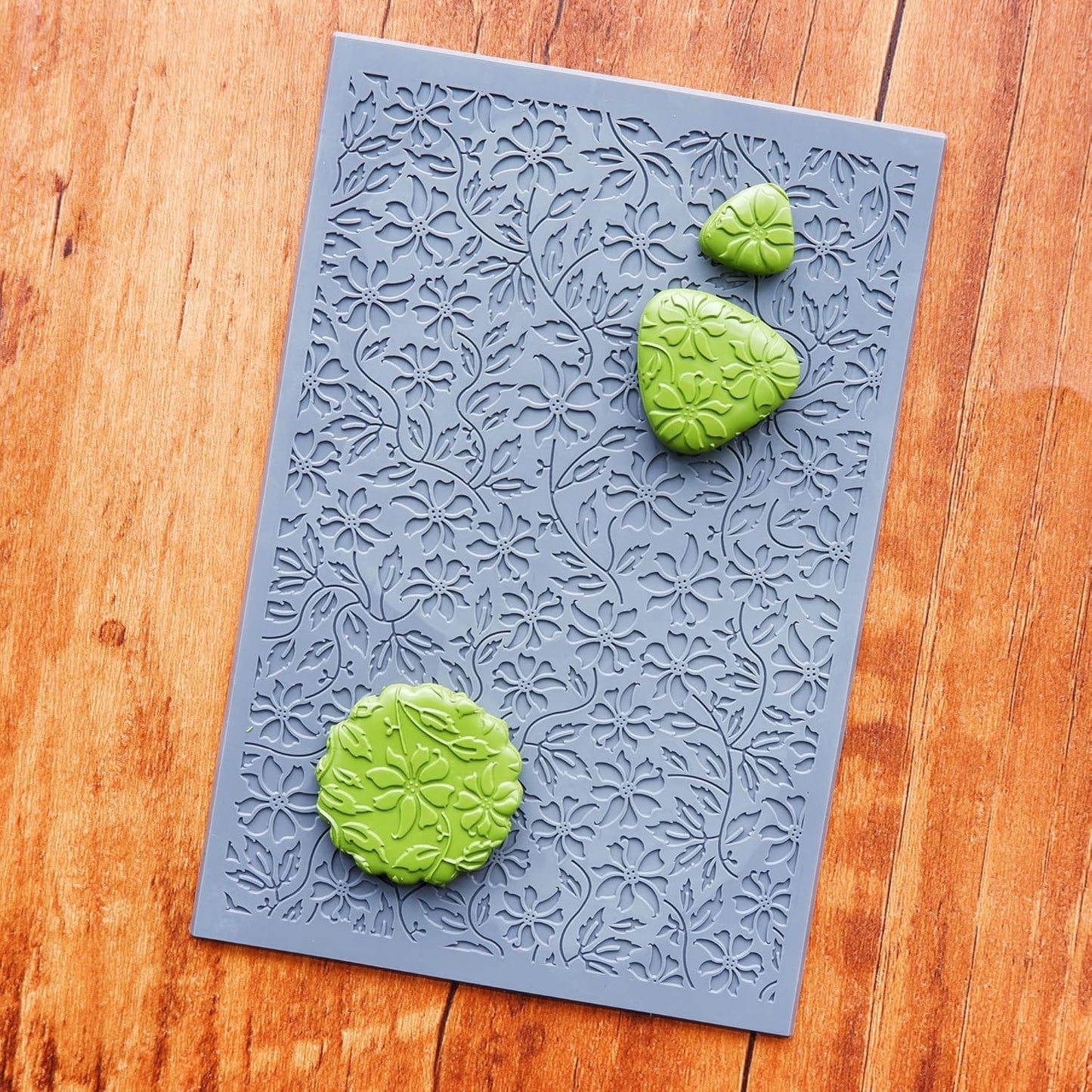 Arbuya Floral Blossom Polymer Clay Texture Mat - Flowers Leaves Leaves Texture Sheet for Polymer Clay Jewelry Making, Earring Charms, DIY Craft Supplies