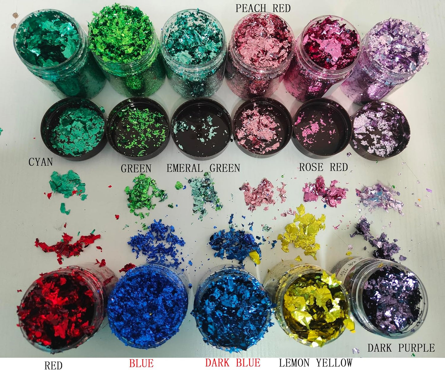 Gilding Flakes,Gold Foil Flakes for Resin,Blue Red Purple Pink Metallic Foil Flakes for Resin Jewelry Making,Nails,Painting Art,Crafts and Slime (Blue)