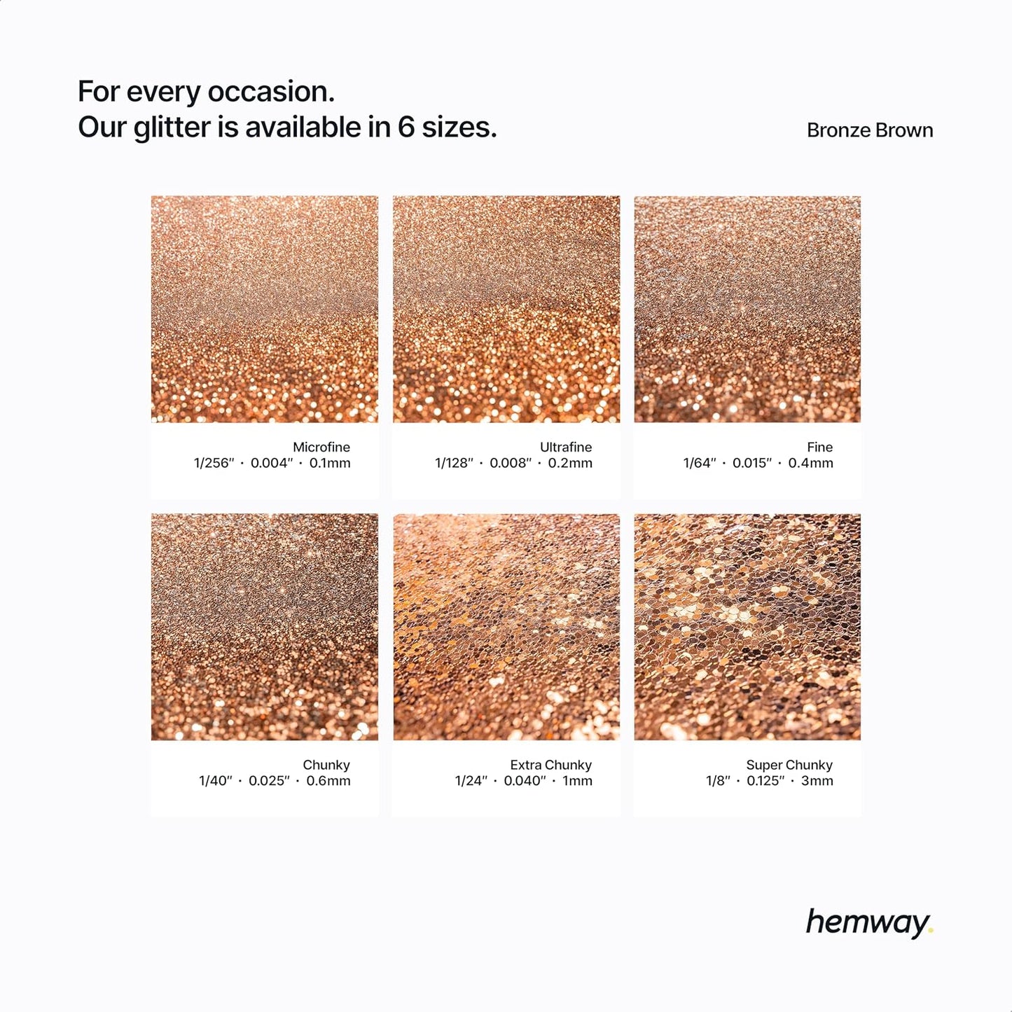 Hemway Polyurethane & Epoxy Resin Glitter 100g / 3.5oz Metallic Crystal Flake Additive for Flooring Jewelry Tumblers Glass Pigment - Fine (1/64" 0.015" 0.4mm) - Bronze Brown