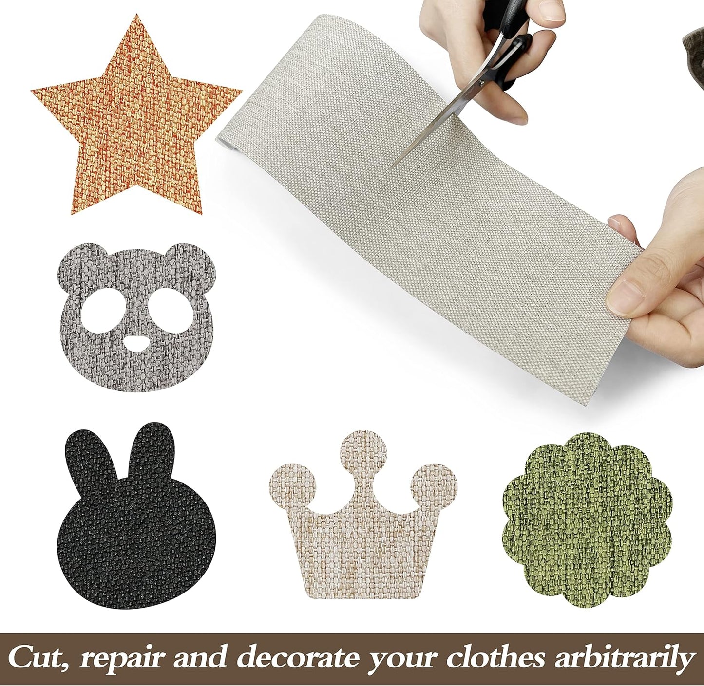 KING MOUNTAIN Linen Fabric Iron-on Repair Patch, Inside&Outside Fabric Repair Patch, 3"x60" with Backing Glue Linen Repair Decorative Patch kit (Off-White)