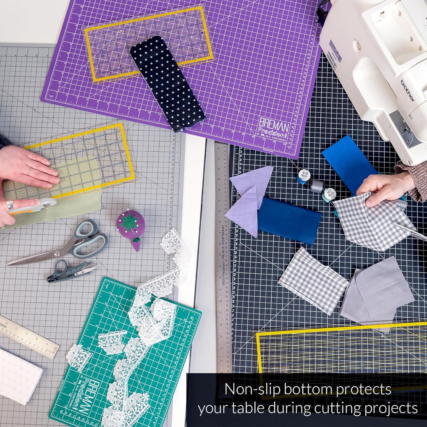 Breman Precision 24x36 Inch Self Healing Cutting Mat - 2-Sided 5-Ply PVC Purple/Gray Cutting Mats for Crafts, Sewing, Quilting and DIY Projects - Durable and Non-Slip Design with Precise Grid Lines