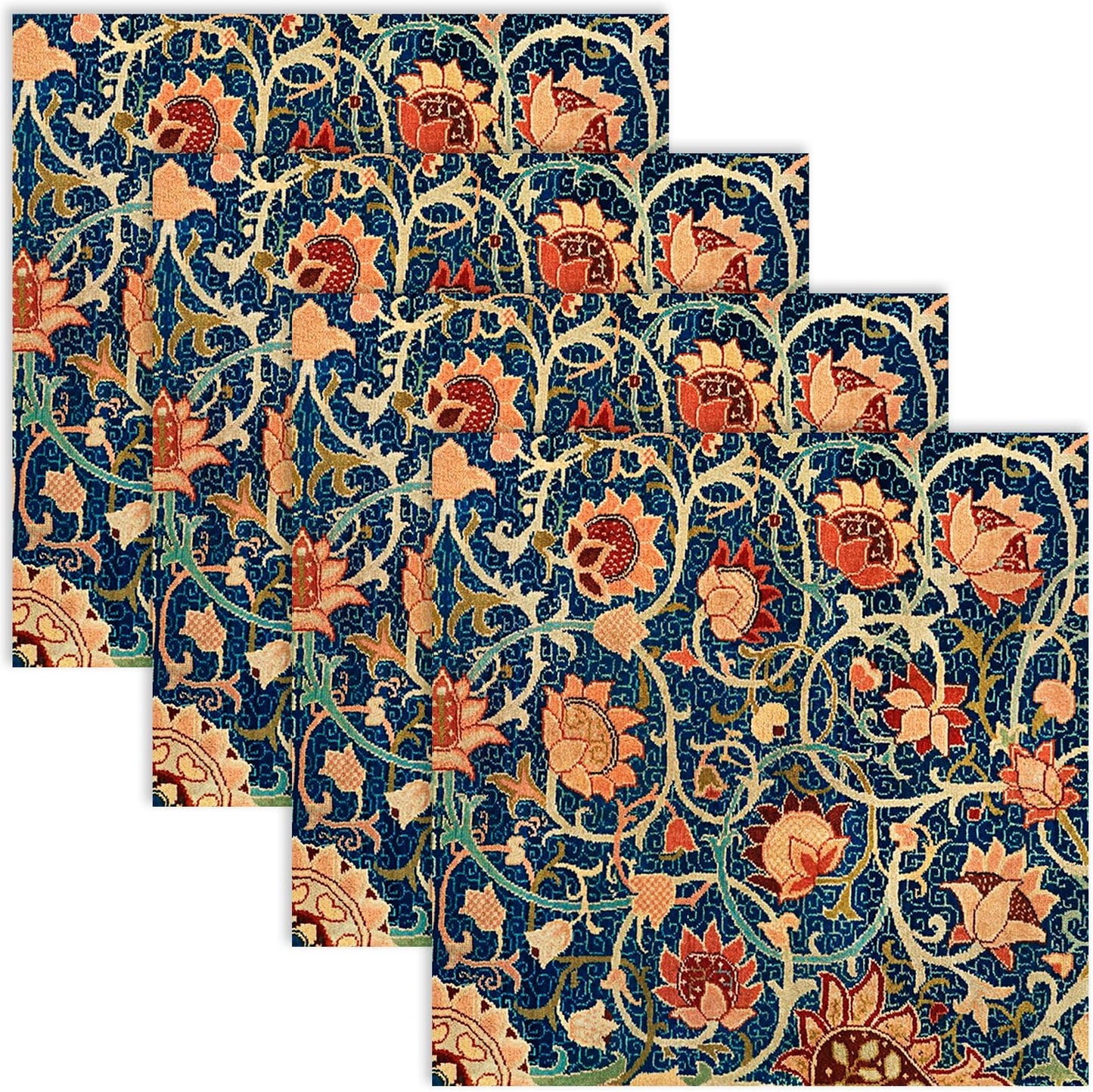 Quera 50 Pack William Morris Cocktail Napkins Vintage Floral Blue Paper Napkins Disposable Dessert Dinner Baby Shower Party Supplies Napkins Decorative -5 X 5 Inches