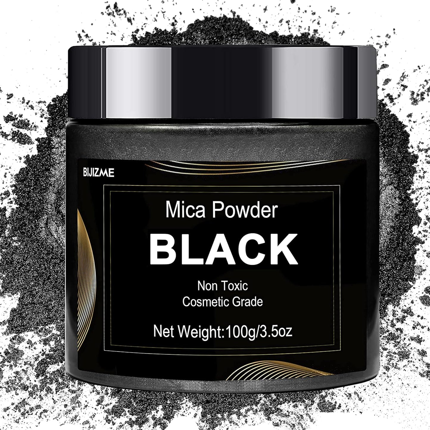 Black Mica Powder Pigment (100g) -Cosmetic Grade Metallic Mica Powder for Epoxy Resin, Lip Gloss, Soap,Candle Making, Bath Bombs,Tumblers, Jewelry, Dyes, and DIY Crafting Projects(Black, 3.5oz)