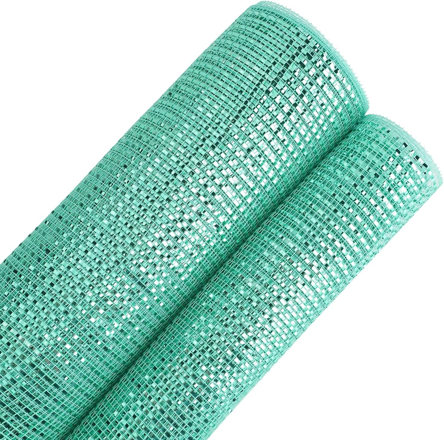 MEEDEE Mint Green Deco Mesh 10 Inch Deluxe Wide Foil Metallic Xmas Mesh Christmas Tree Ribbon Peppermint Mesh Ribbon for Christmas Tree, Wreaths, Garland, Gift Wrapping, Bows Making (30 Feet)