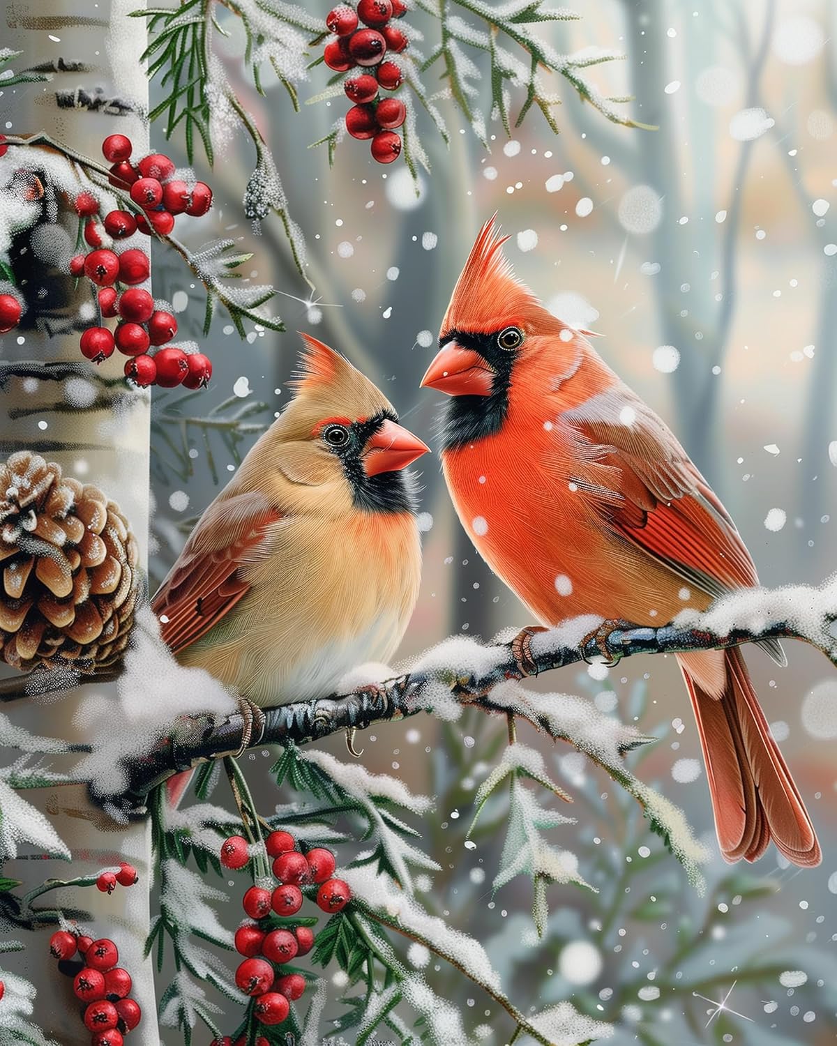 Moohue 14ct Counted Cross Stitch Kits for Adults Winter Animals Birds Printed Stamped Cross Stitch Patterns Kits Cross Stitch Supplies (Winter Animals Birds)