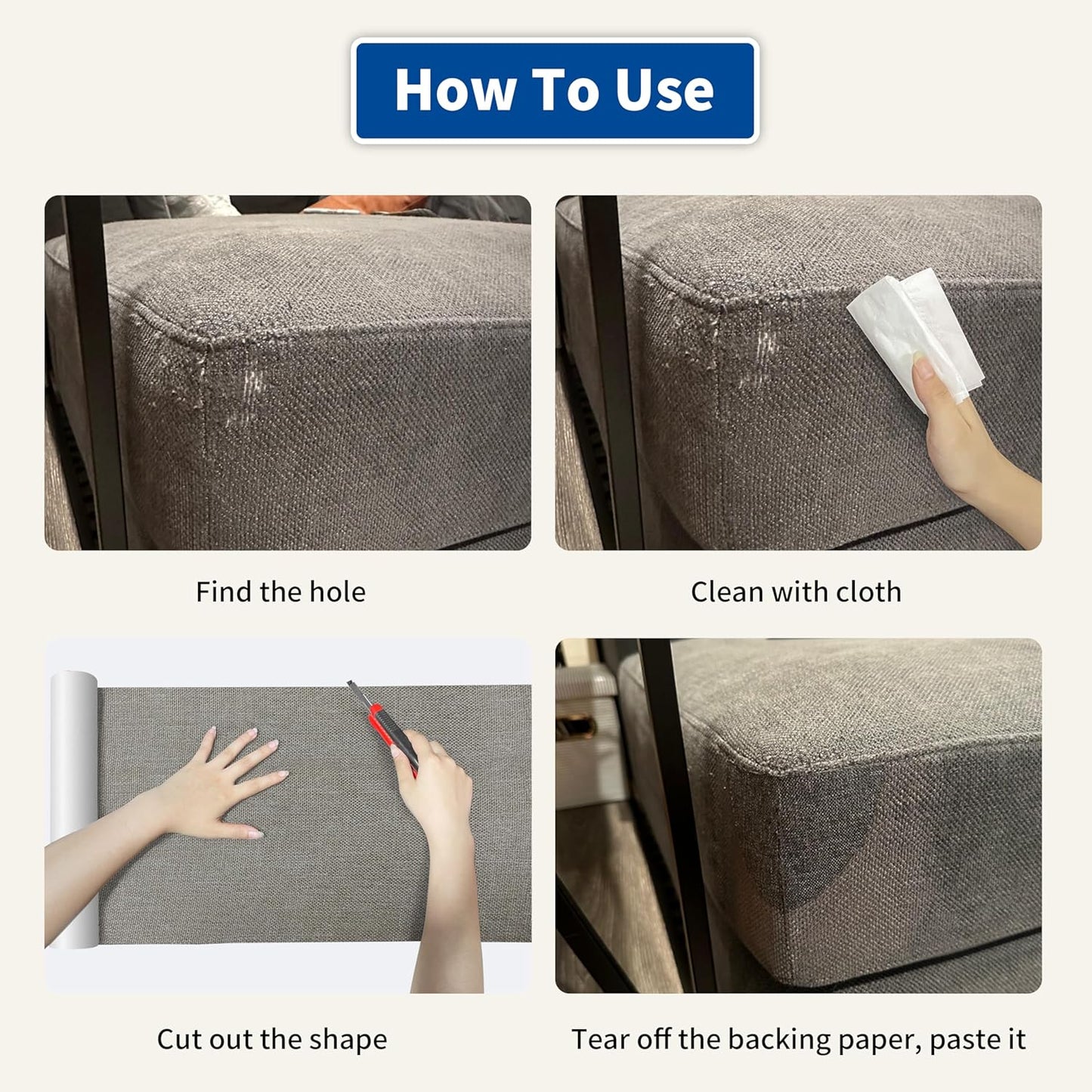 KING MOUNTAIN Linen Repair Patches, Self-Adhesive Linen Fabric Patches, 16X80 inch Extra Size, Multi Color, Can be Used for Linen Sofa Repair and Linen Clothes Repair (Black)