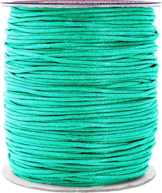 Mandala Crafts 1.5mm 109 Yards Seafoam Green Cotton Waxed Cord for Jewelry Making Bracelet Cord Waxed String - Beading String Thread Jewelry Cords for Necklaces String
