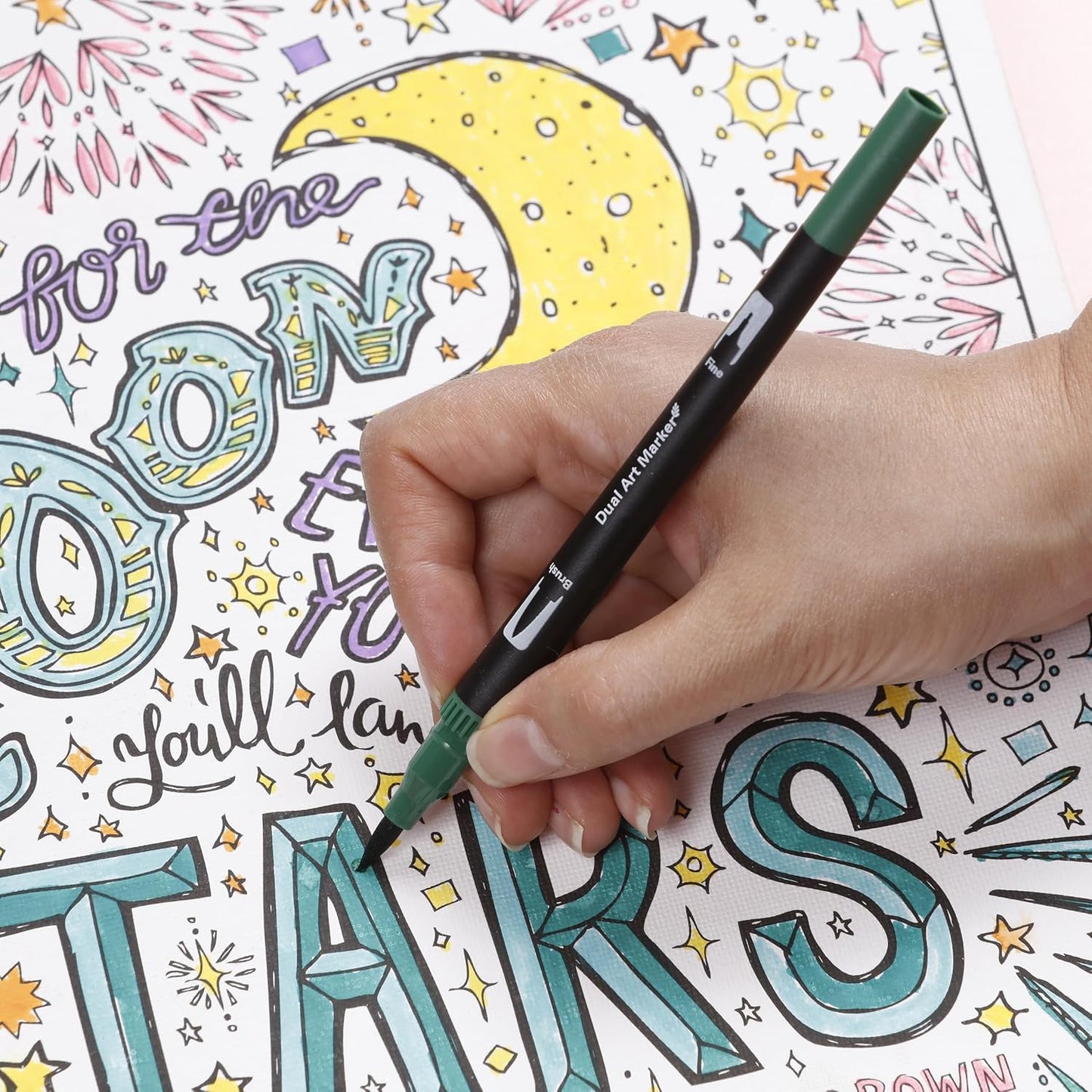 Incraftables 36 Color Dual Tip Calligraphy Pen Set – Artist Brush Pens & Fine Tip Markers for Writing, Journaling, Coloring, and Calligraphy