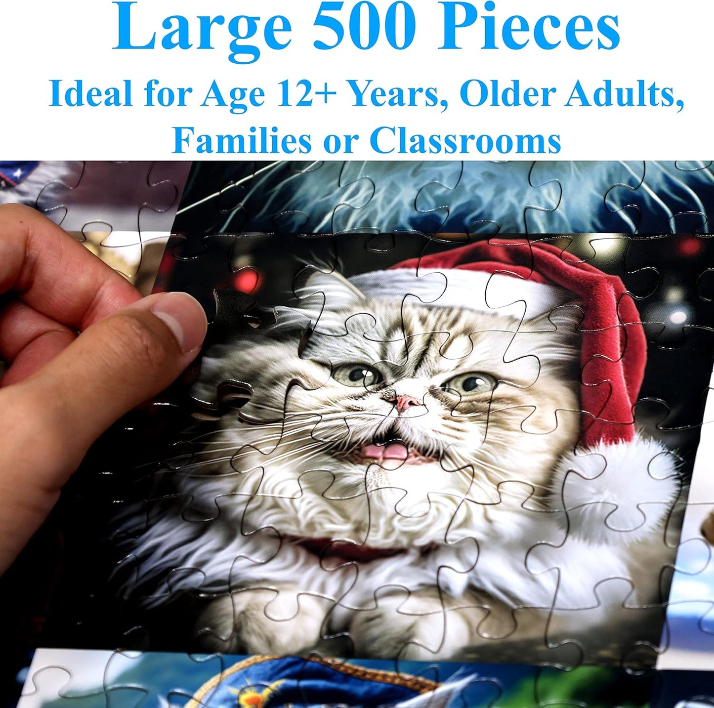 Think2Master Cute Cats 500 Pieces Jigsaw Puzzle Featuring heartwarming Kittens and Cats. Fun Toy Teens, Seniors & Families. Great Gift for Kids Ages 13+ Size: 26.8” x 18.9”