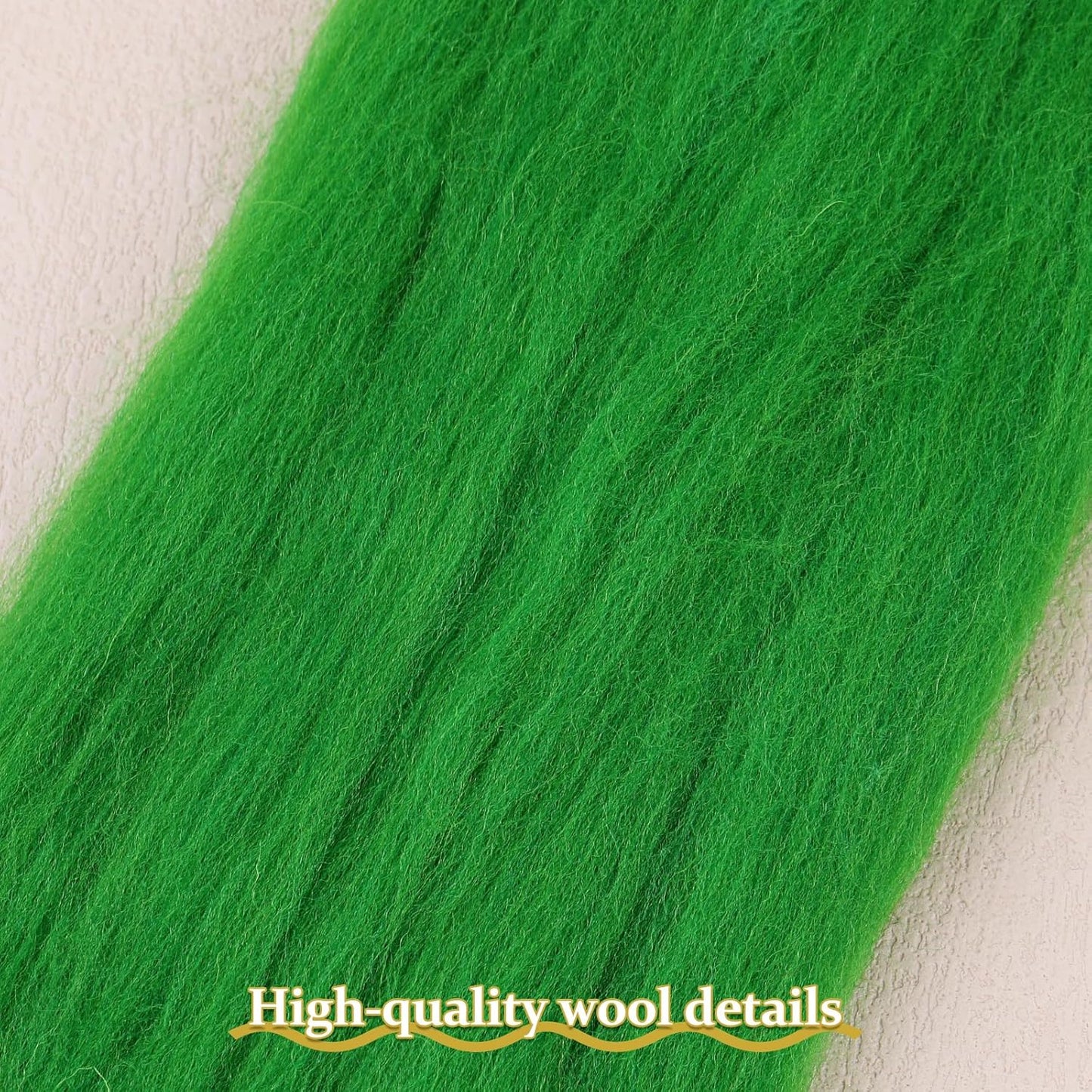 QMNNMA Wool Roving, Green Natural Wool Roving for Spinning, Soft Chunky Yarn for Wool Felting, Felting Pad, Felting Supply, Wool Yarn Bulk, Carded Stuffing
