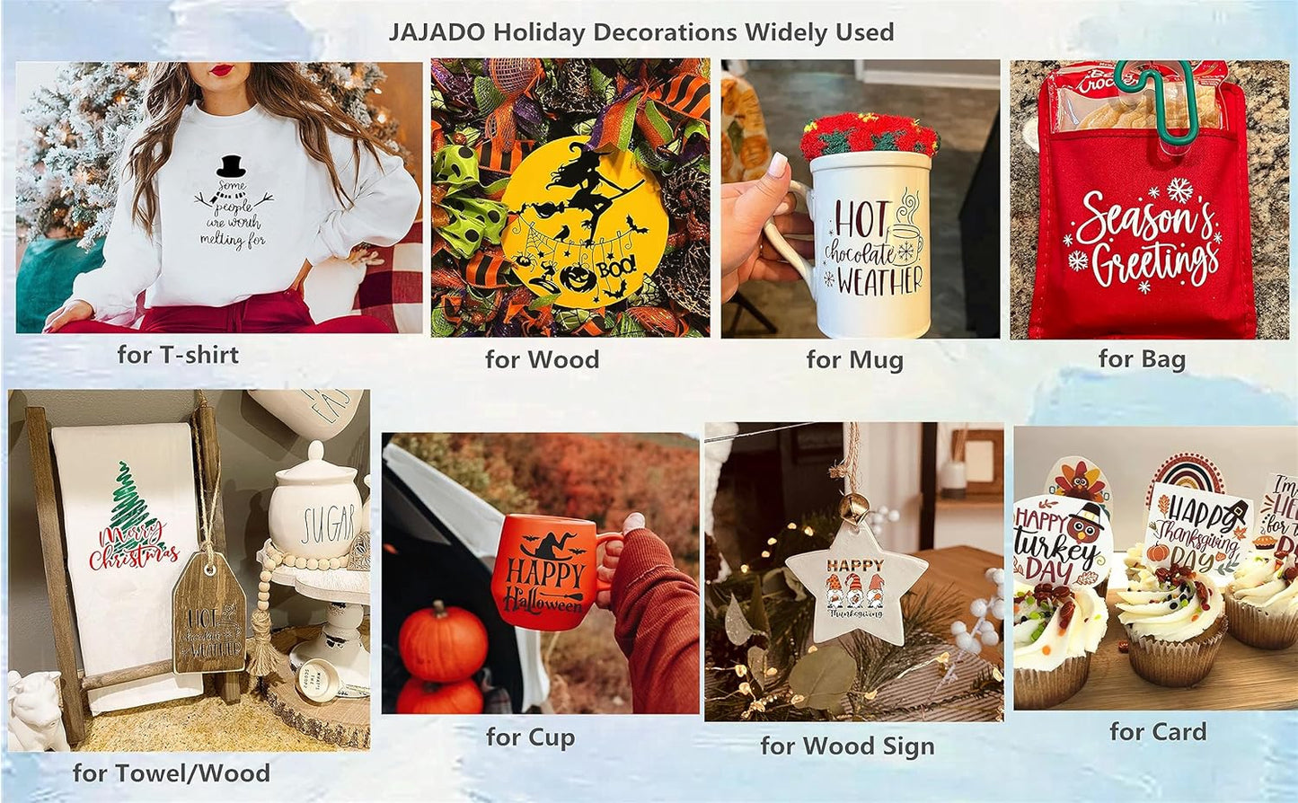 JAJADO Chalk Paste Paint for Christmas Stencils Set 20 Pcs, Winter Silk Screen Reusable Adhesive Print Xmas Mesh Transfers for Craft on Wood DIY T-Shirt Gift Card