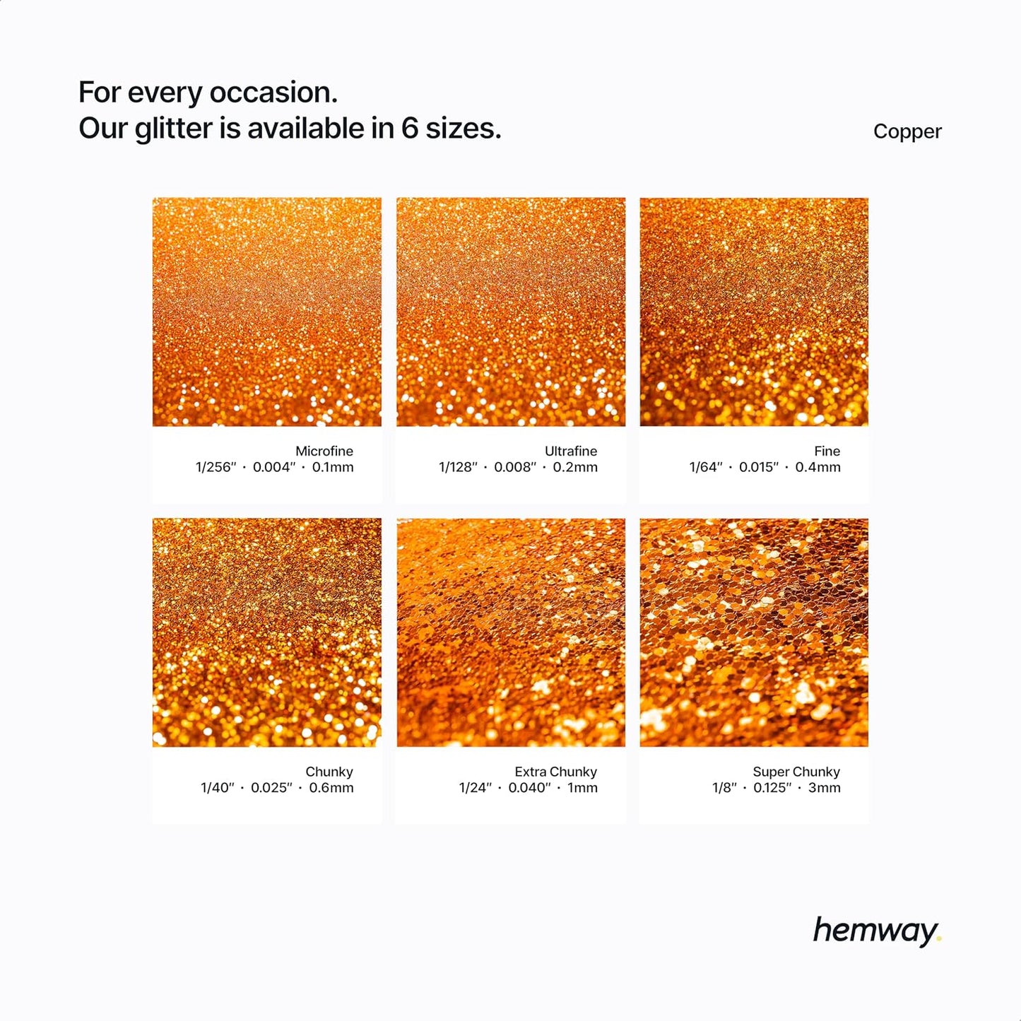 Hemway Polyurethane & Epoxy Resin Glitter 100g / 3.5oz Metallic Crystal Flake Additive for Flooring Jewelry Tumblers Glass Pigment - Microfine (1/256" 0.004" 0.1mm) - Copper