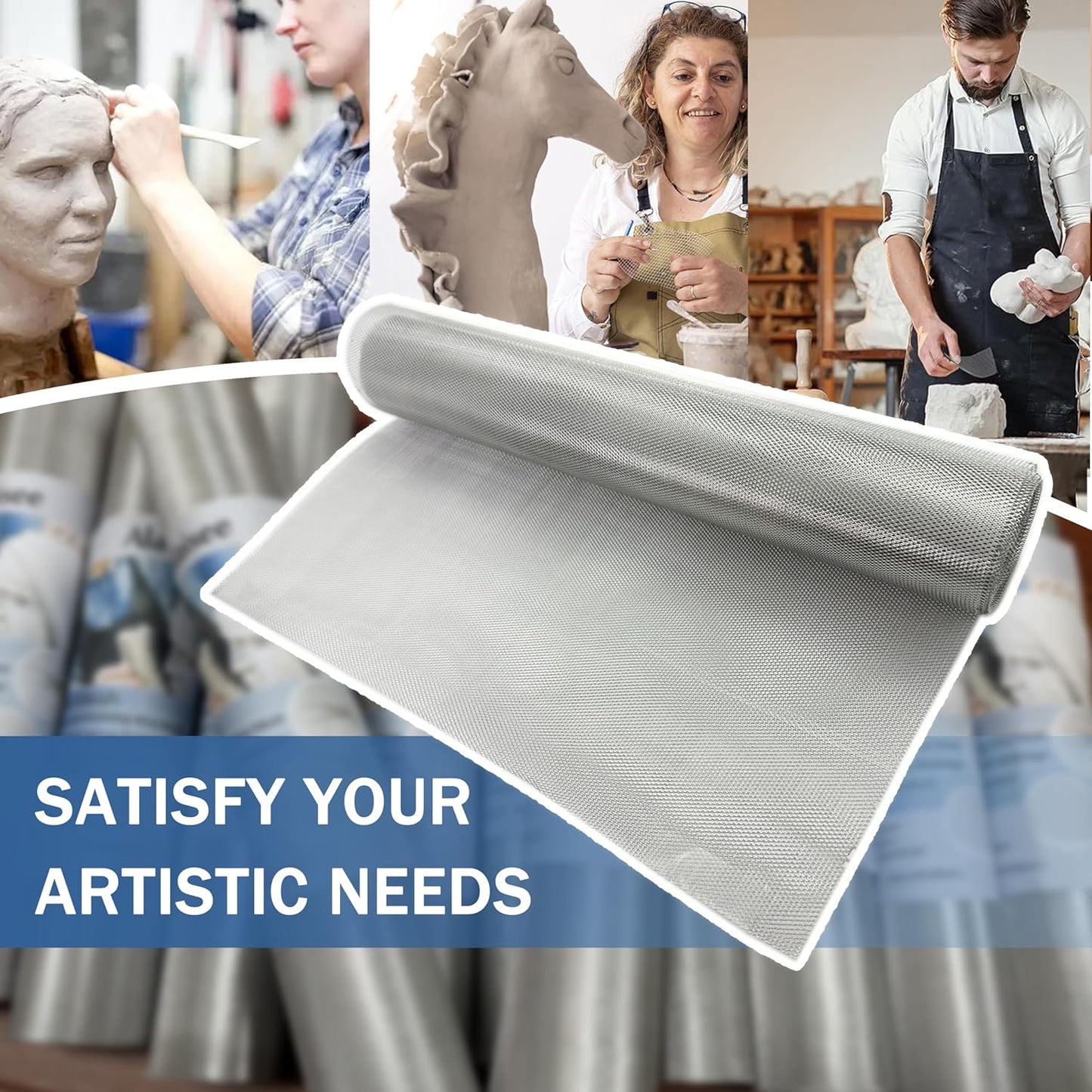 Sculpting Wire Mesh 15.7 Inch by 16.4 Foot Roll，Aluminum Wire Mesh for Arts and Craft for Sculpting Clay, DIY Projects, Model Train Scenery, Dioramas, Jewelry, Masks, Home Decor Art