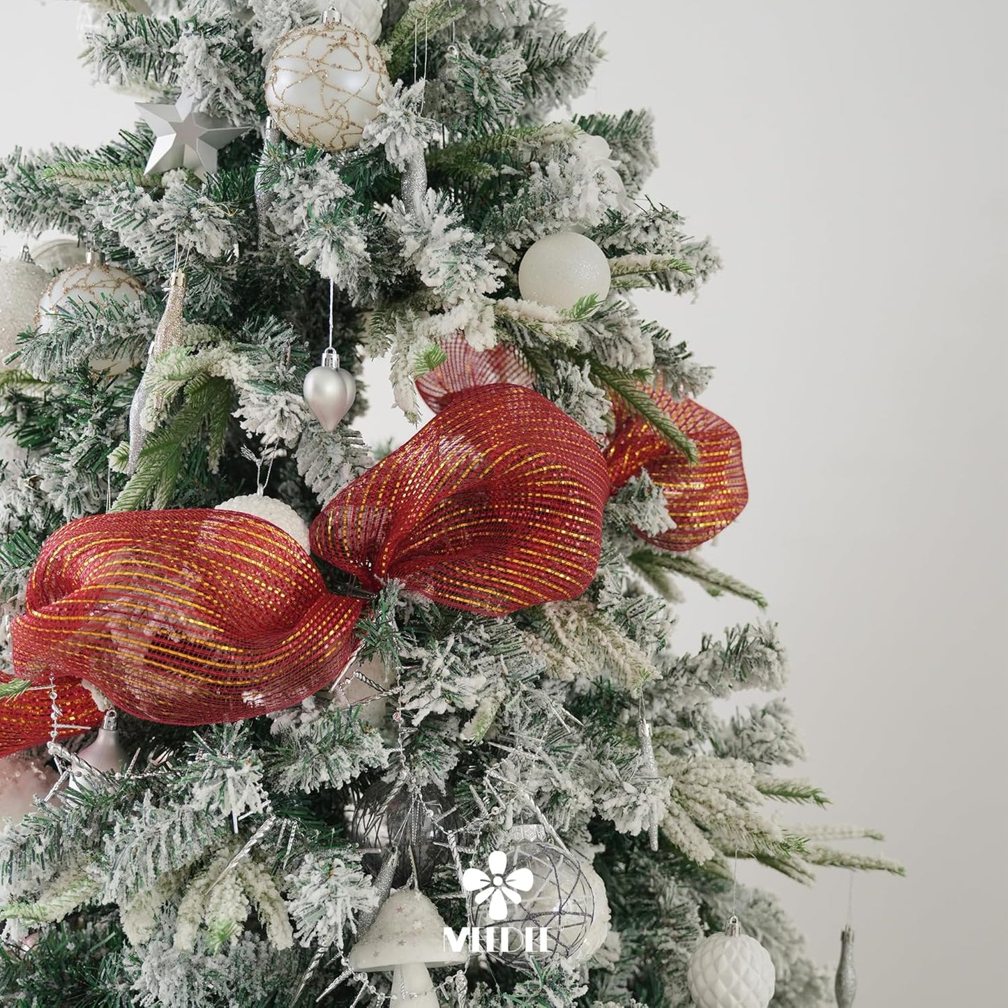 MEEDEE Red and Gold Deco Mesh 10 Inch Deluxe Wide