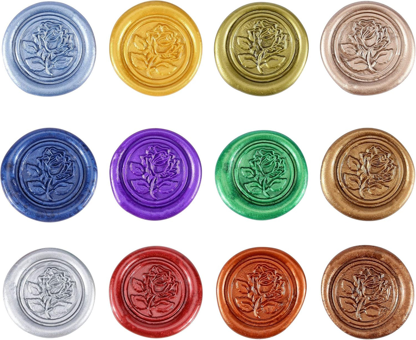 Yoption 12 Color Sealing Wax Sticks with Wicks, Antique Metallic Totem Fire Manuscript Seal Wax for Wax Seal Stamp (12 Metallic Colors)