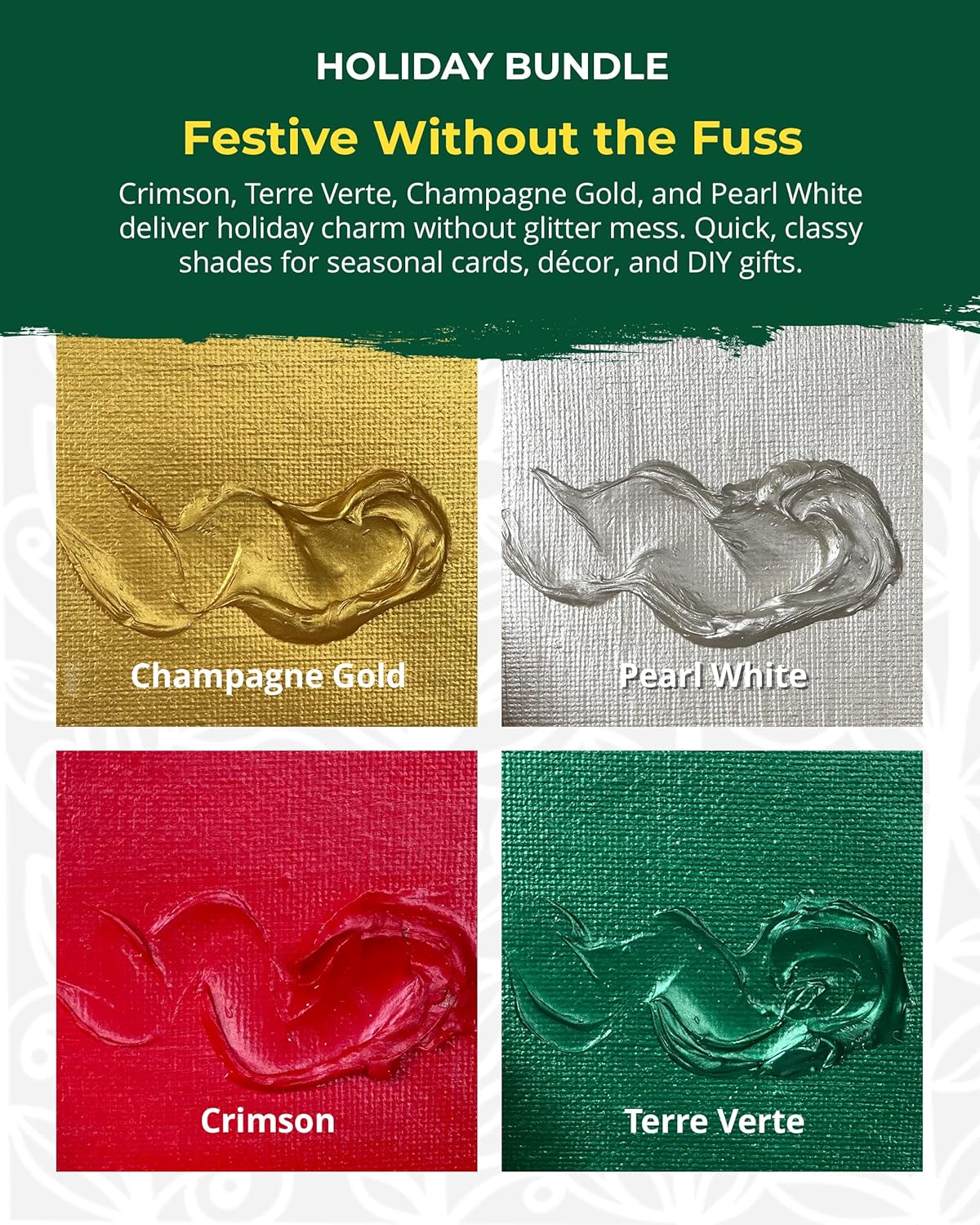 The Crafter's Workshop Stencil Butter - Holiday Acrylic Paint Set - Boutique Metallic Texture Paste for Art, Canvas, Journals, & Cards - 4 x 2oz Jars