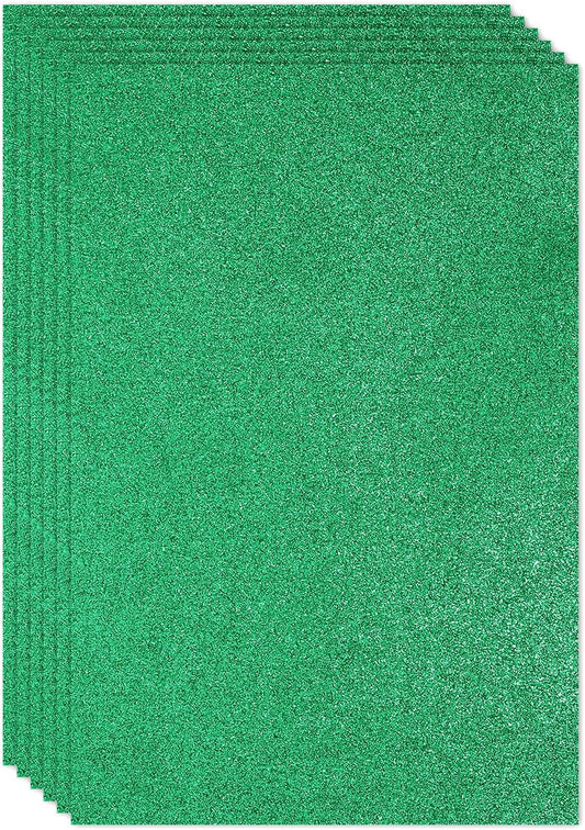 PATIKIL 2mm(1/10") Thick Non Adhesive Glitter Foam Sheet 16x24inch(40x60cm) Dark Green, EVA Shiny Foam Board for Craft, 6 Pcs