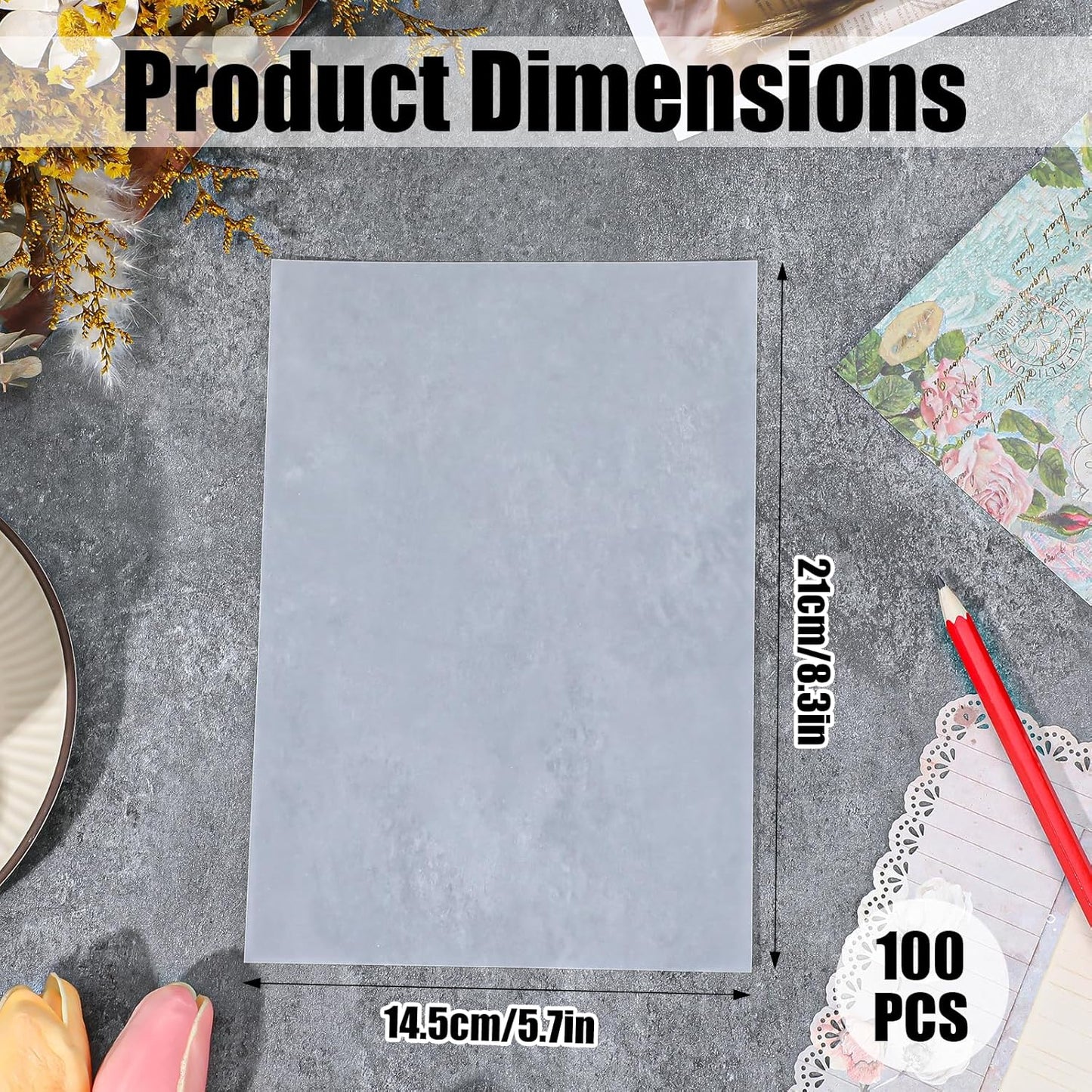 200 Sheets Vellum Paper, Translucent Printable Vellum Tracing Paper, Glassine Papers for Wedding Invitation Drawing Sketching Writing(8.3×5.7 Inches)