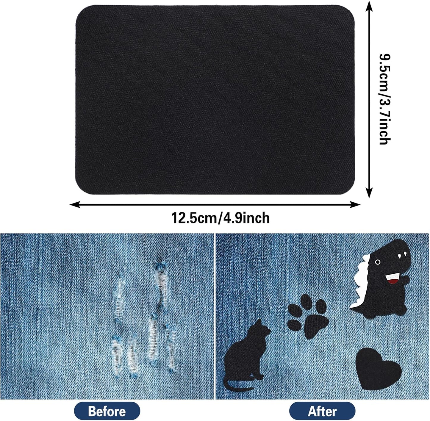 Augshy 29pcs Iron on Patches for Clothing Repair 4.9 X 3.7 Inch Iron on Patches for Clothing Black
