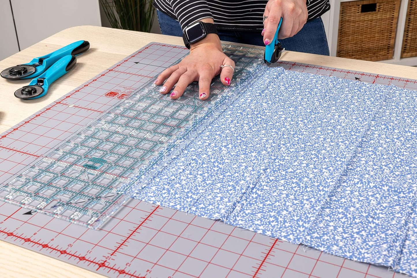 TrueCut Rectangle 24.5" x 6.5" Quilting Ruler with Track and Guide for Straight Cuts - Innovative Quilting and Sewing Ruler for Accurate Fabric Cuts with 1/8th Measurements